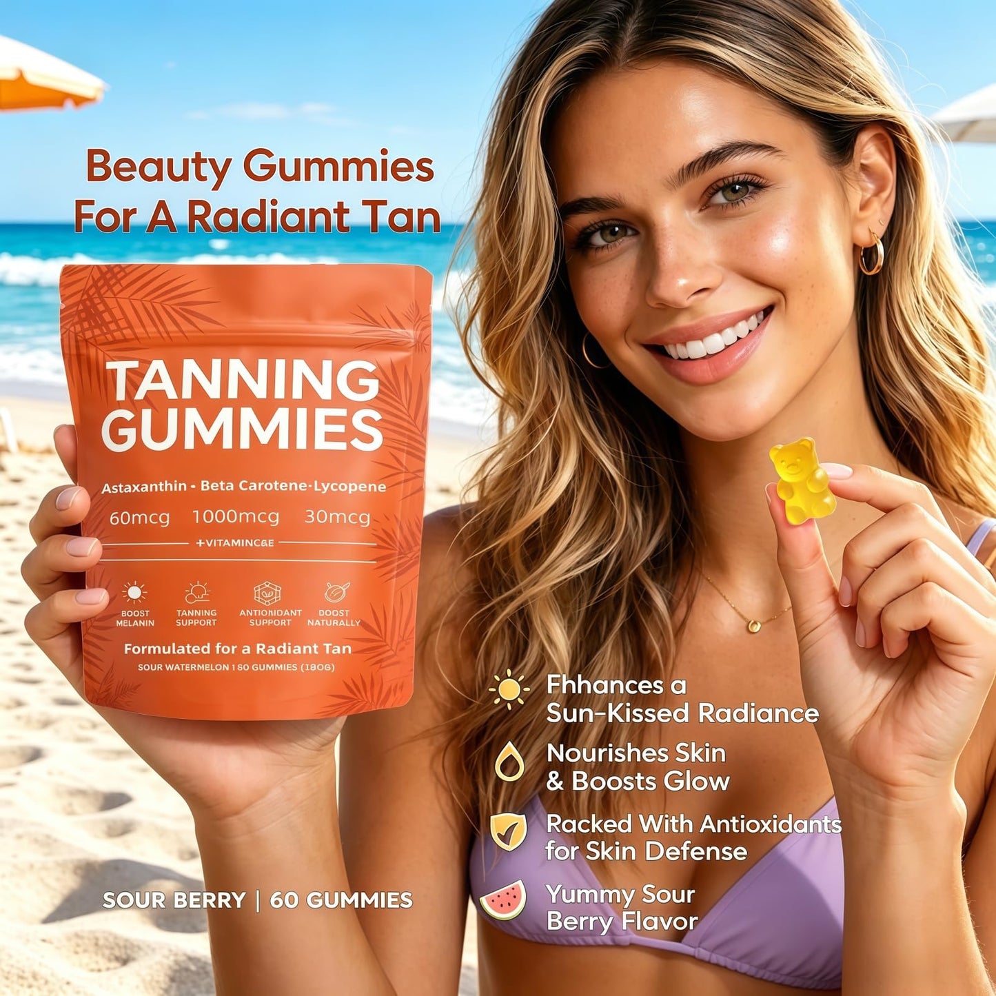 POYICGS Skin Tanning Gummies 60 Count