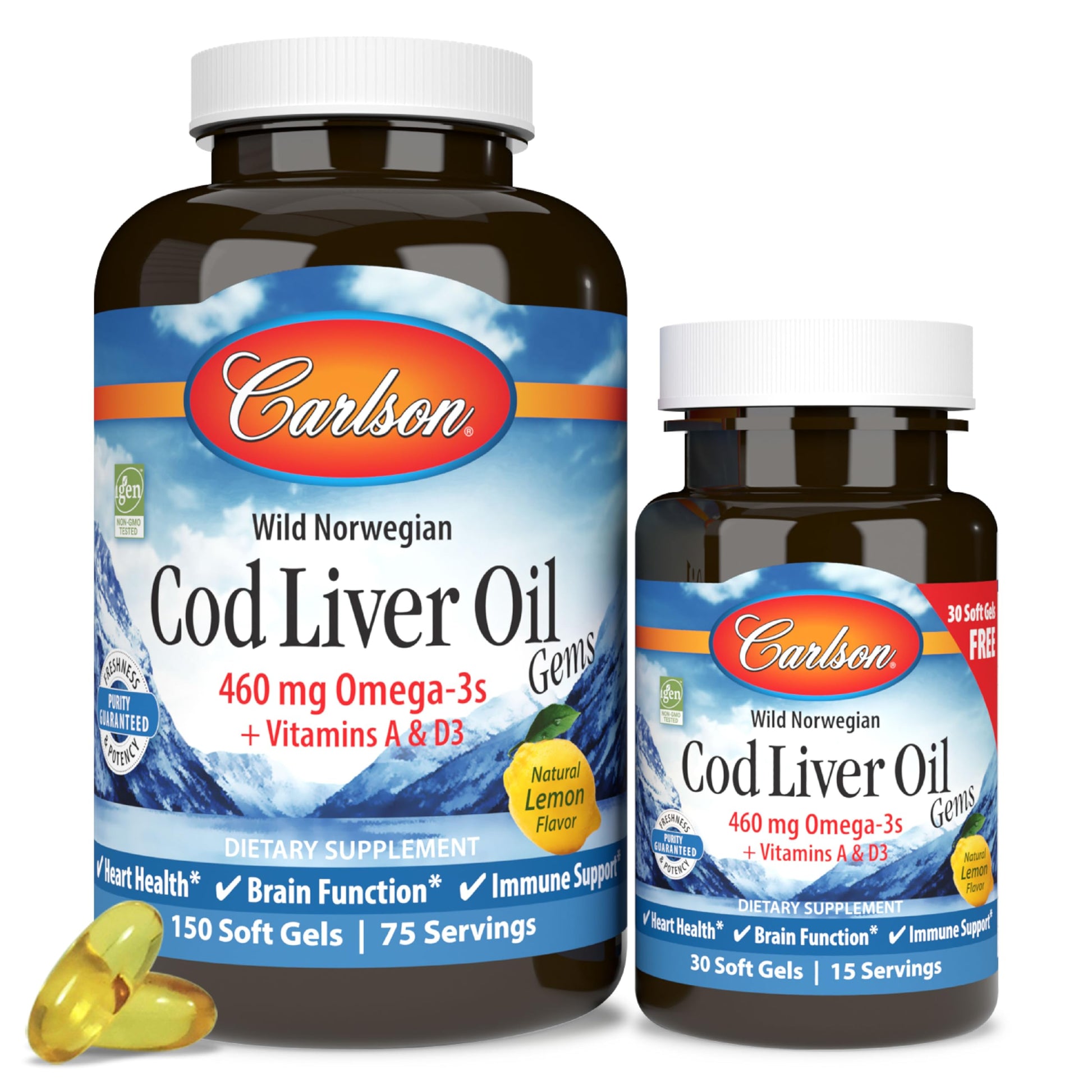 Carlson Cod Liver Oil Gems Softgels 150 Count