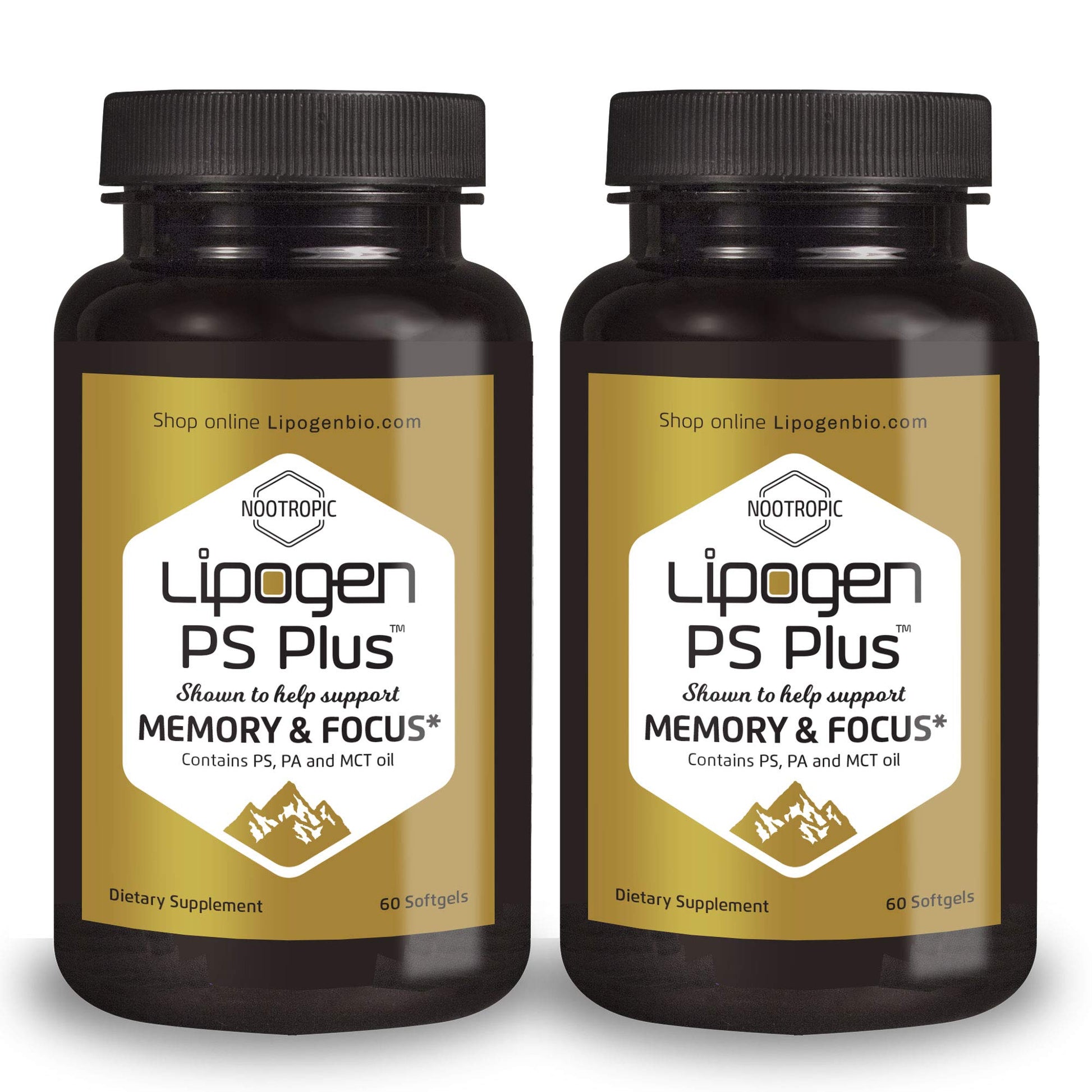 Lipogen PS Plus Senior Supplements for Memory & Focus Phosphatidylserine Support Brain Function Softgels, 120 Count