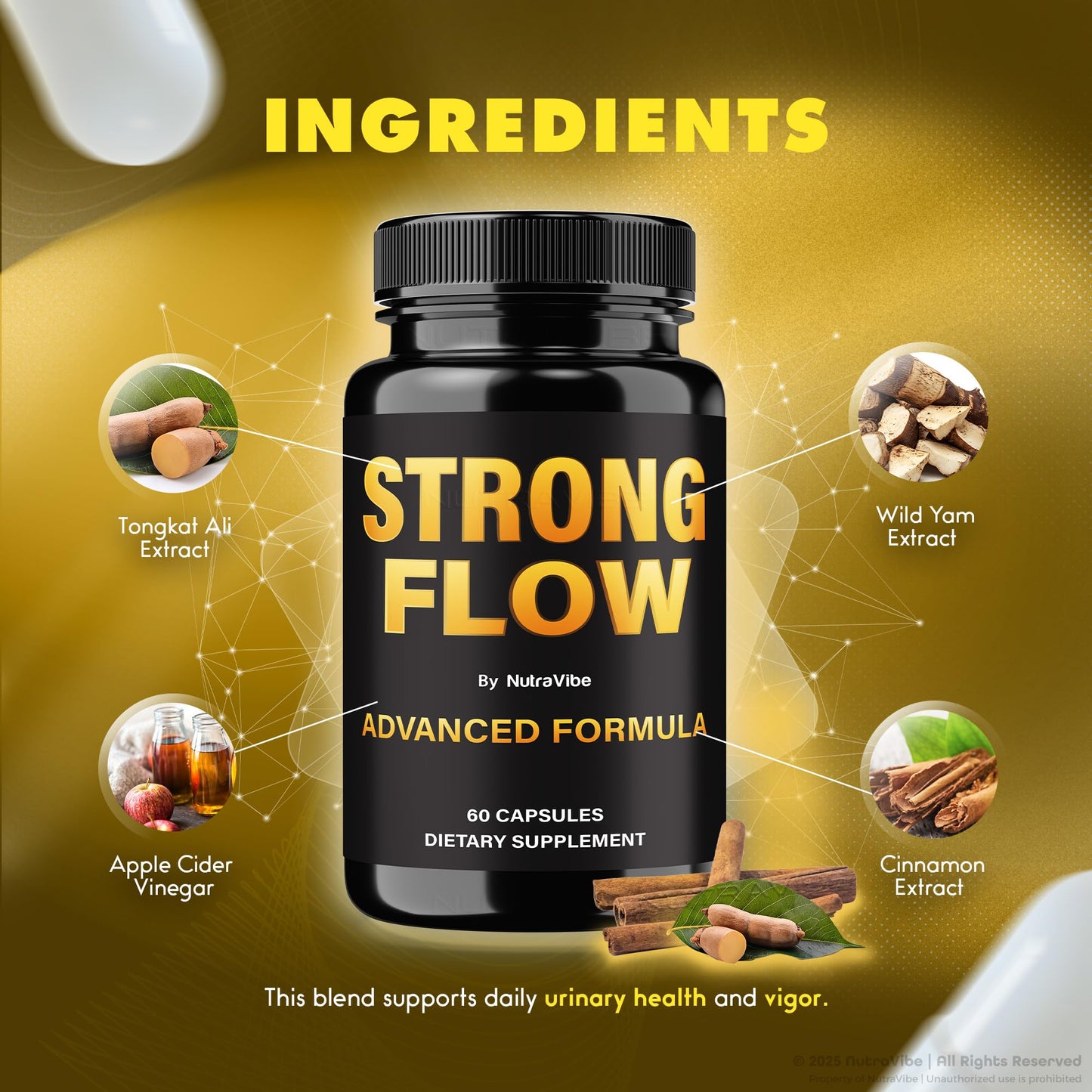 NutraVibe Strong Flow Prostate Supplement with Natural Ingredients Capsules 120 Count