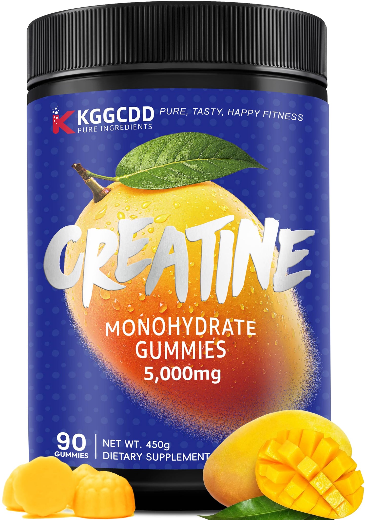 KGGCDD Creatine Monohydrate Gummies Mango 5000mg, 90 Gummies