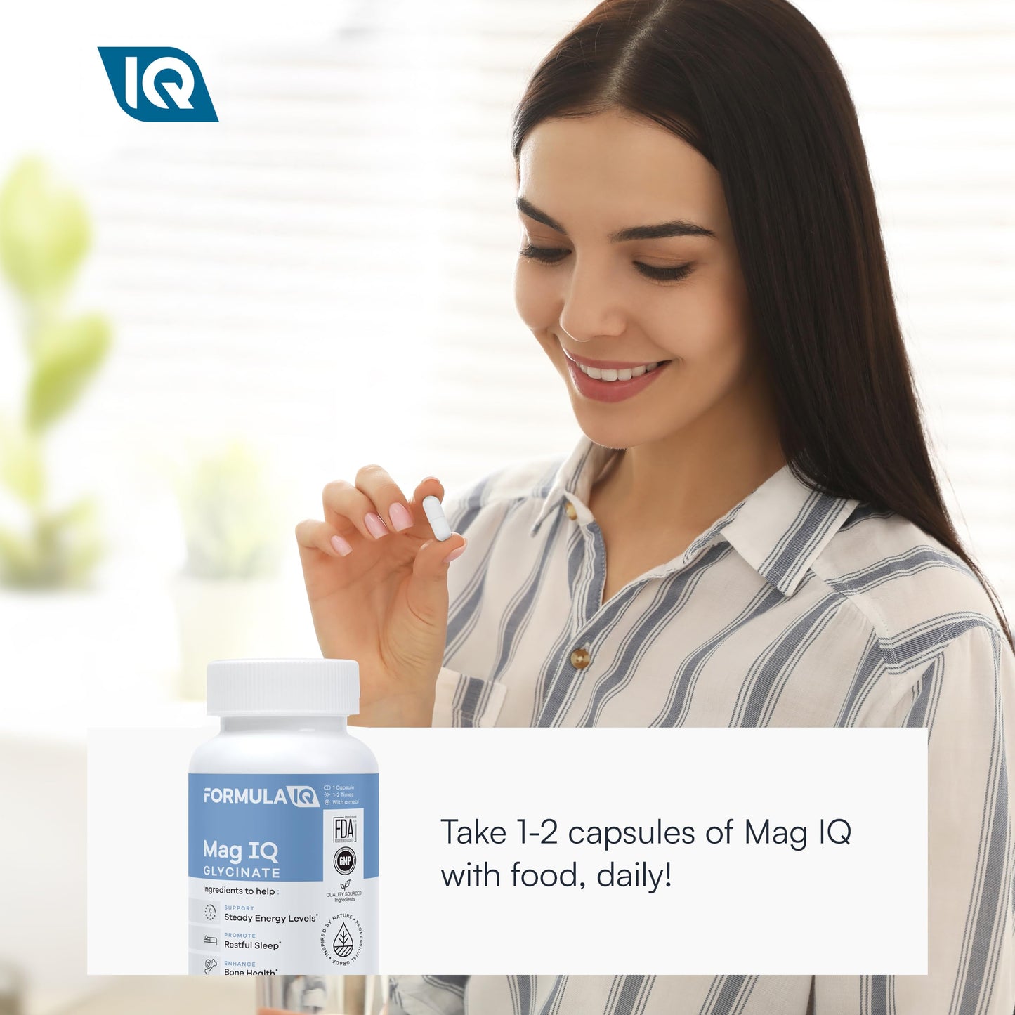FIQ Magnesium Glycinate Supplement, 60 Capsules