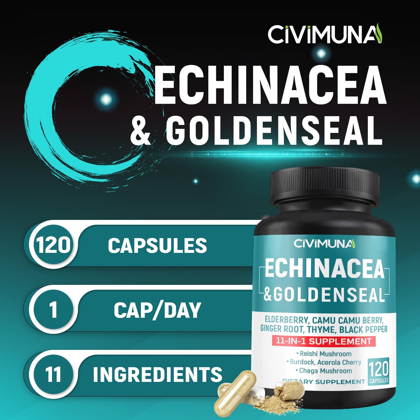 CIVIMUNA Echinacea Extract Capsules, 120 Capsules