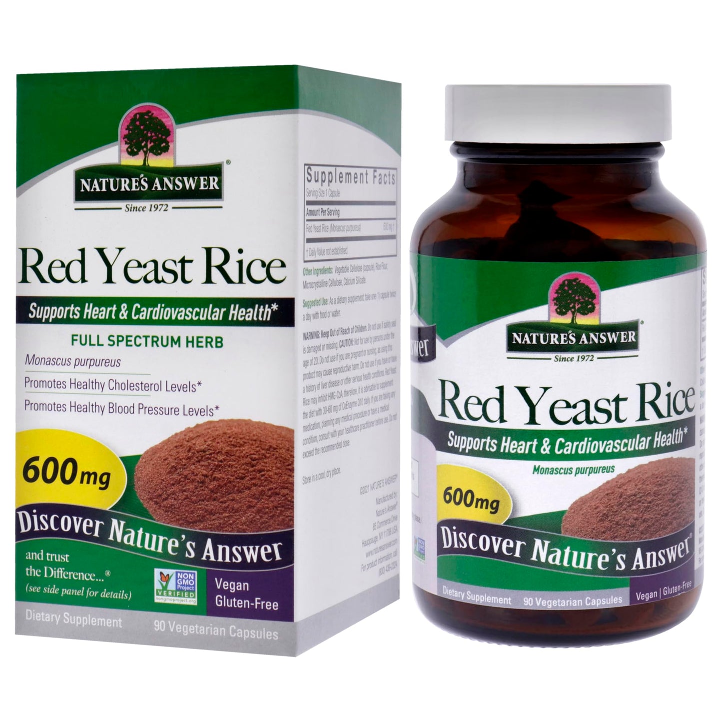 Nature's Answer Red Yeast Rice Vegetarian Capsules, 90 Count