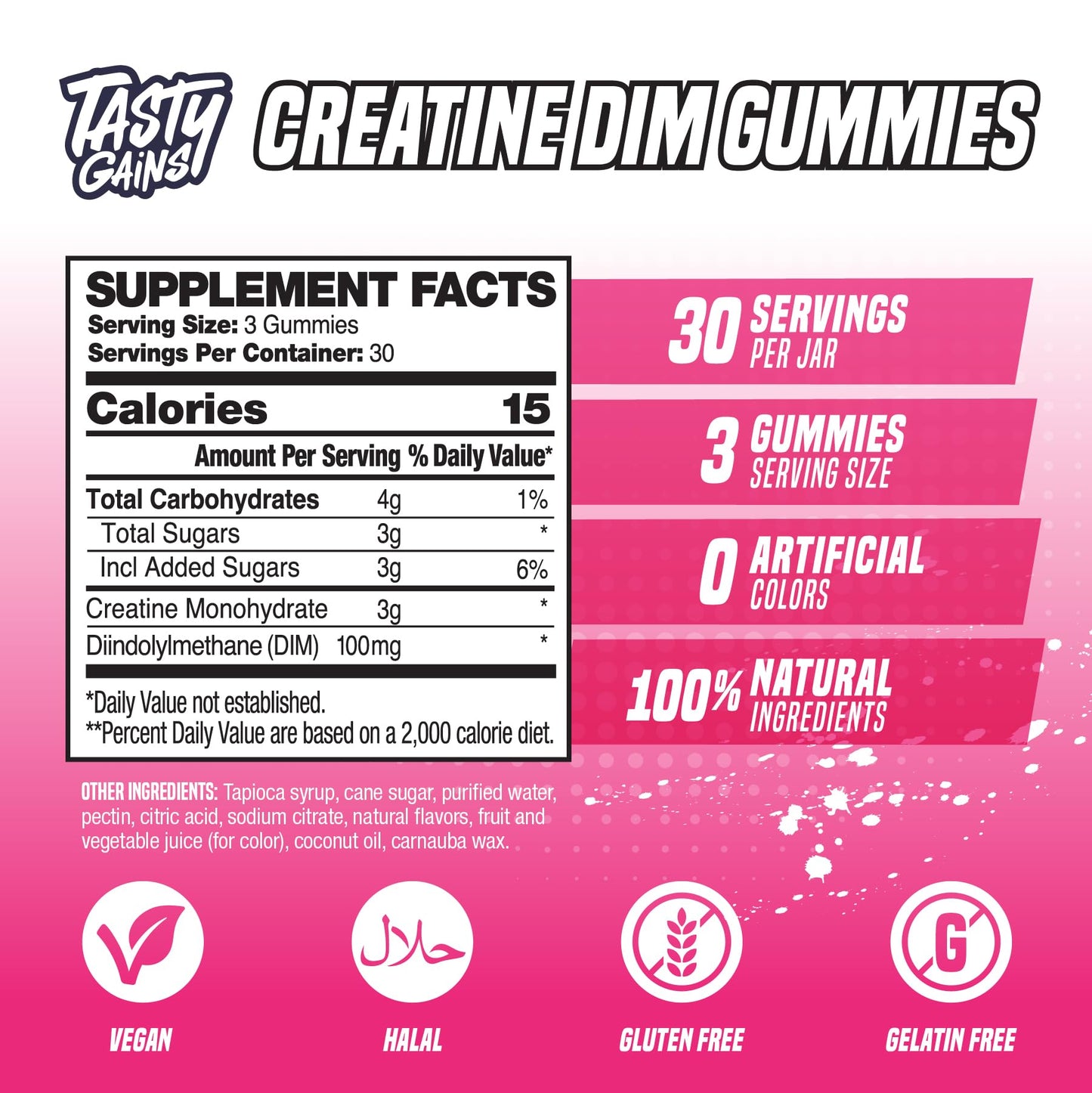 TASTY GAINS Creatine Gummies for Women, 90 Count