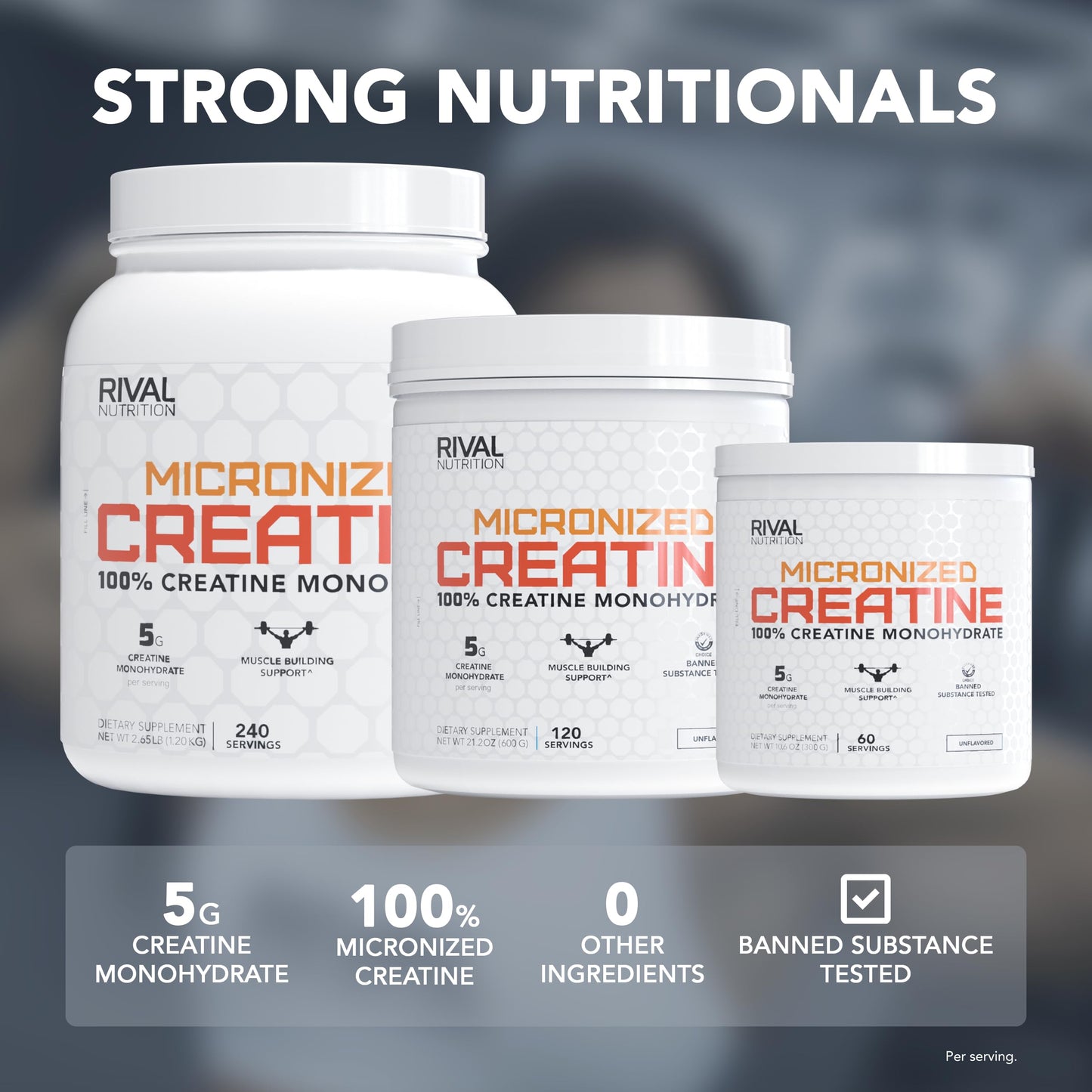 Rival Nutrition Micronized Creatine I 100% Creatine Monohydrate Powder 21.2