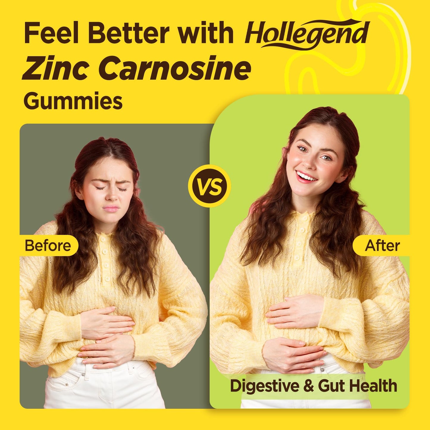 HOLLEGEND Zinc Carnosine 75mg Supplement Gummies 60 Count