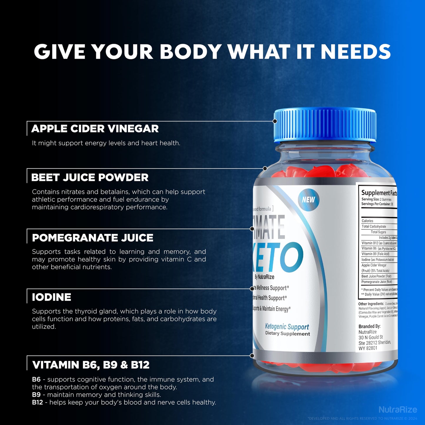NutraRize Ultimate Keto ACV Gummies 60 Count