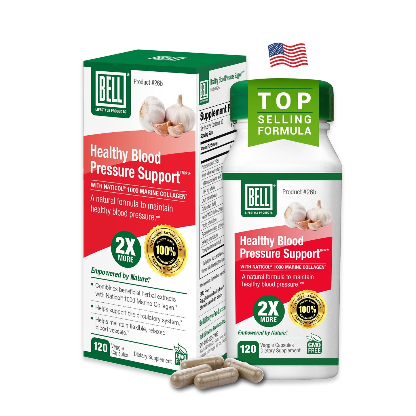 Bell Healthy Blood Pressure Support Capsules, 120 Count