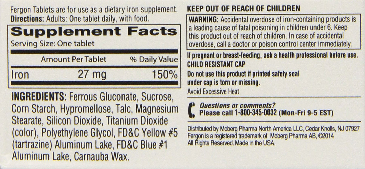 Fergon Iron Supplement Tablets, 300 Tablets
