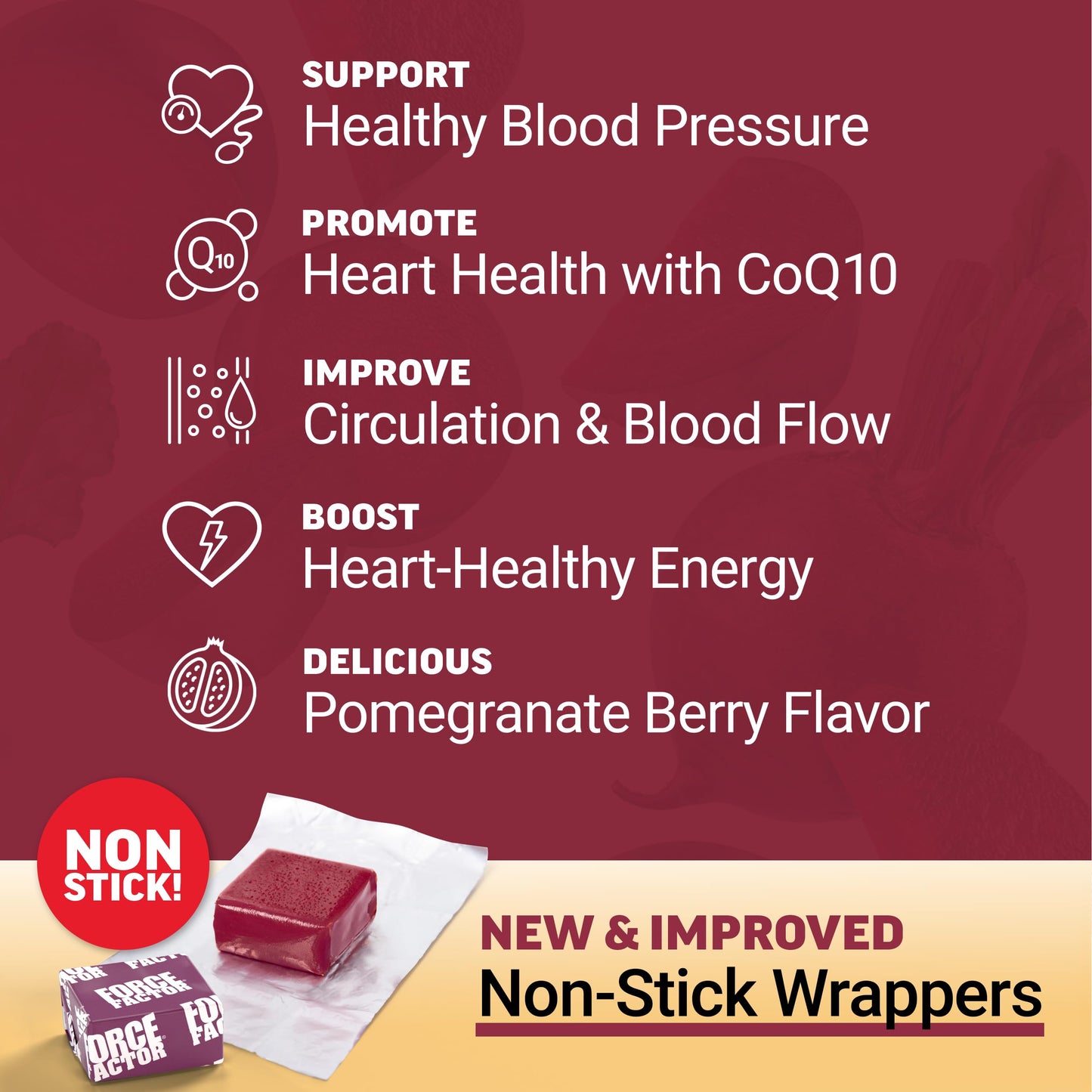 Force Factor Total Beets Ultimate Heart Health Chews Soft Chews, 60