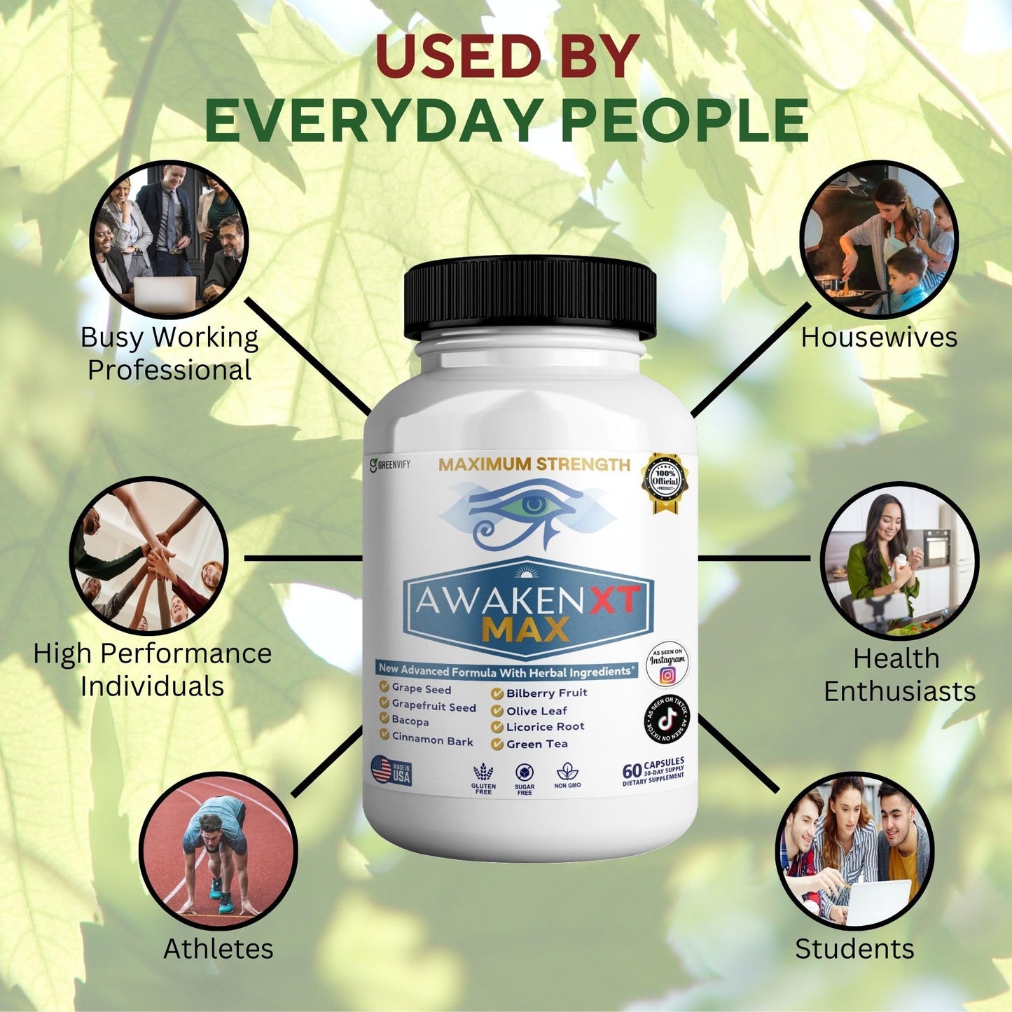 GREENVIFY Awaken XT Max Nootropic Supplement Capsule 60 Count