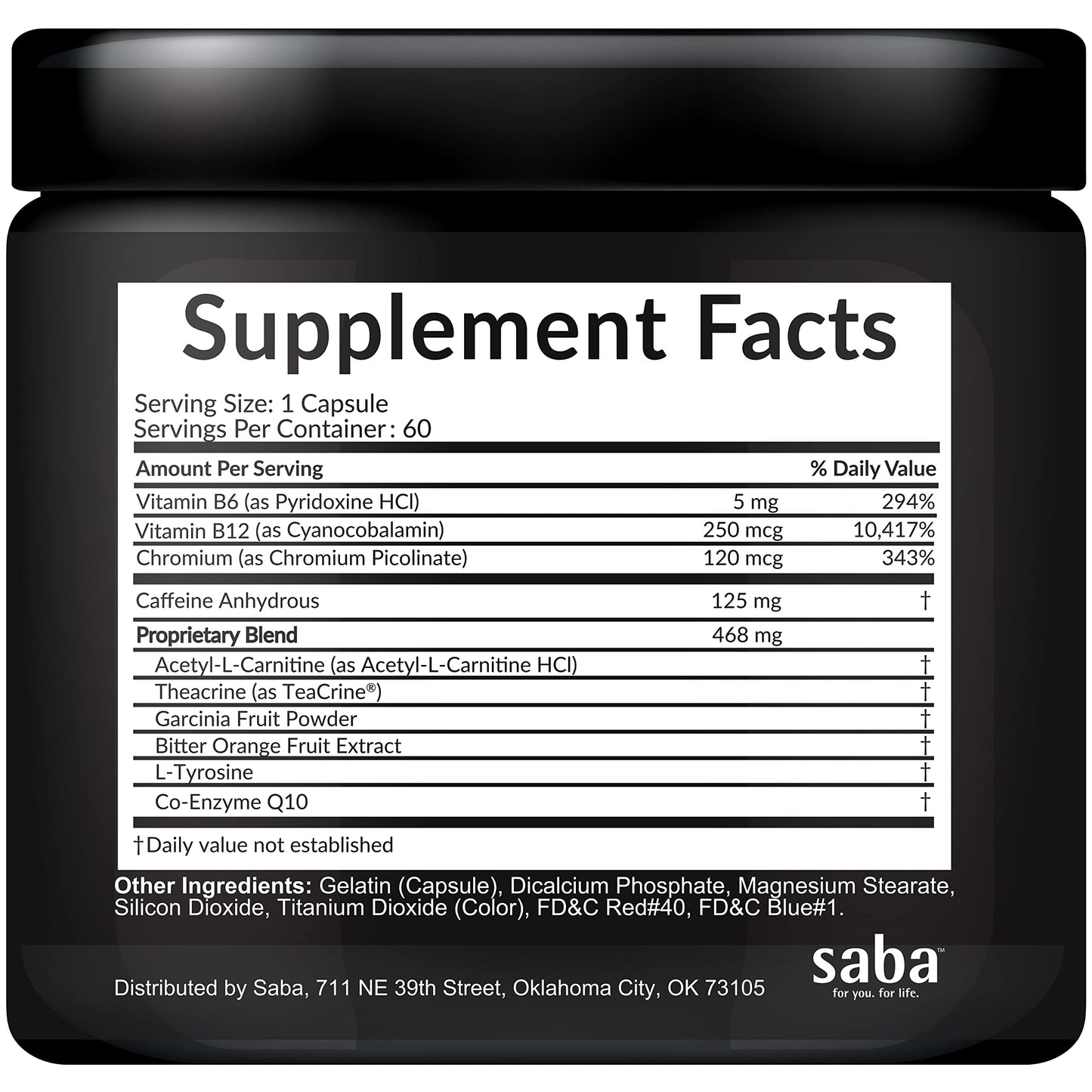 Saba Skinny 5000 Fat Loss Capsule, 60 Count