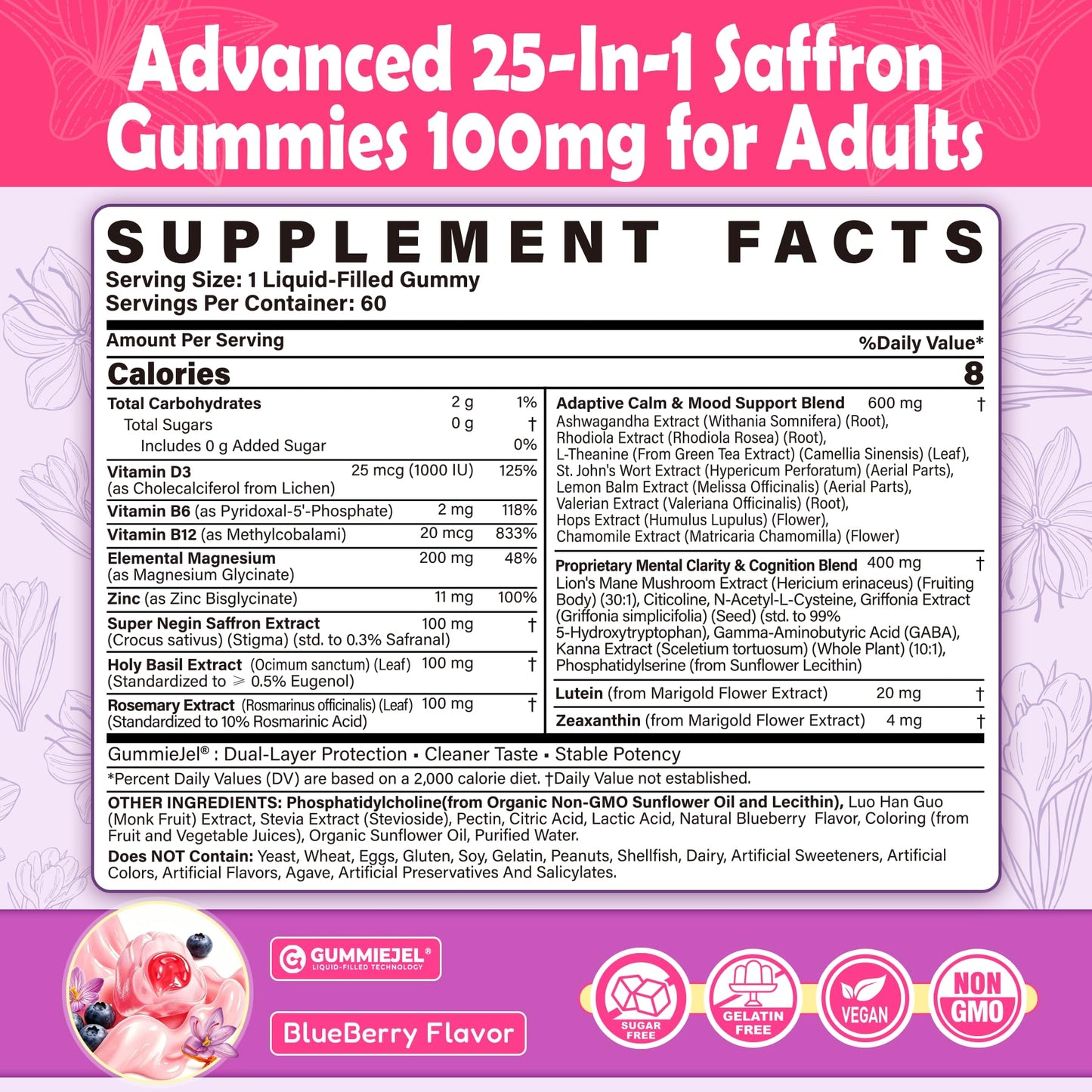 EnvyCure Saffron Gummies with Magnesium Glycinate, 60 Gummies