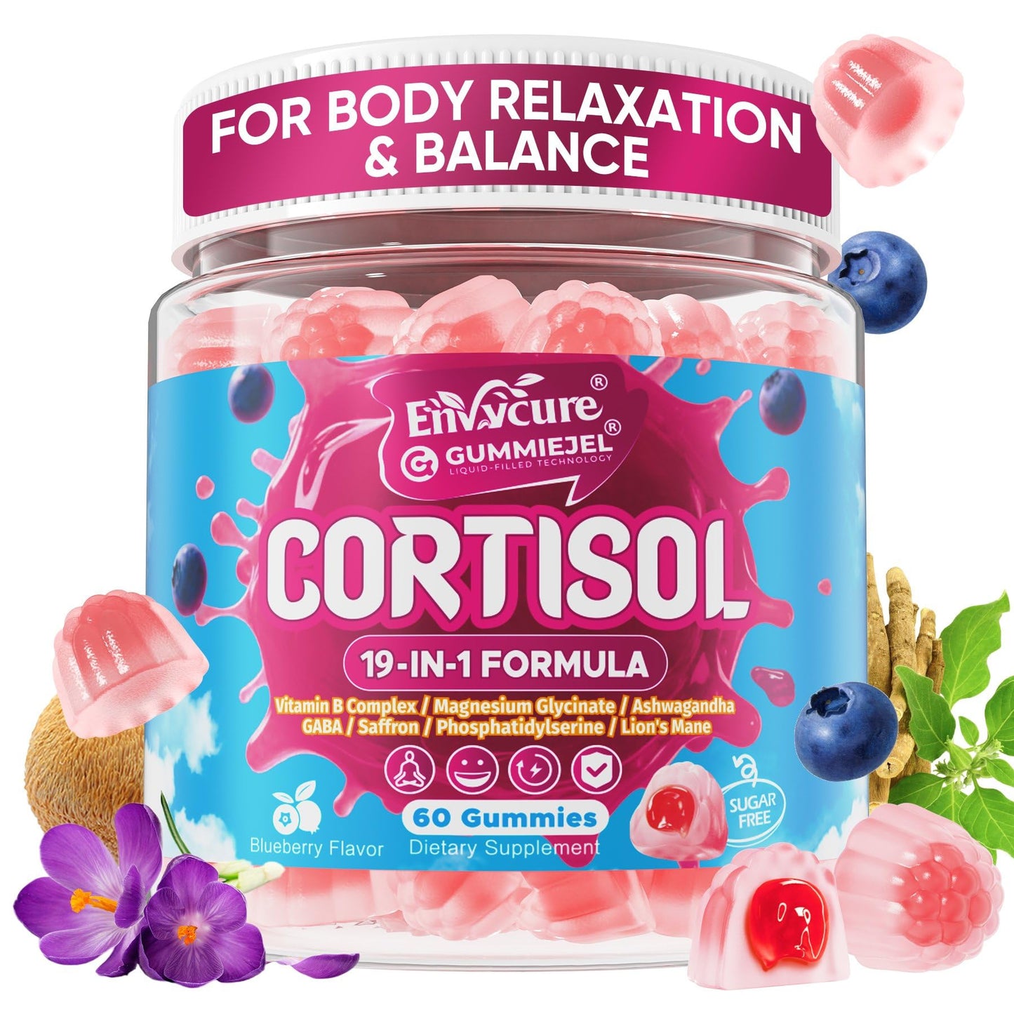 EnvyCure Cortisol Gummies for Women & Men, 60 Count