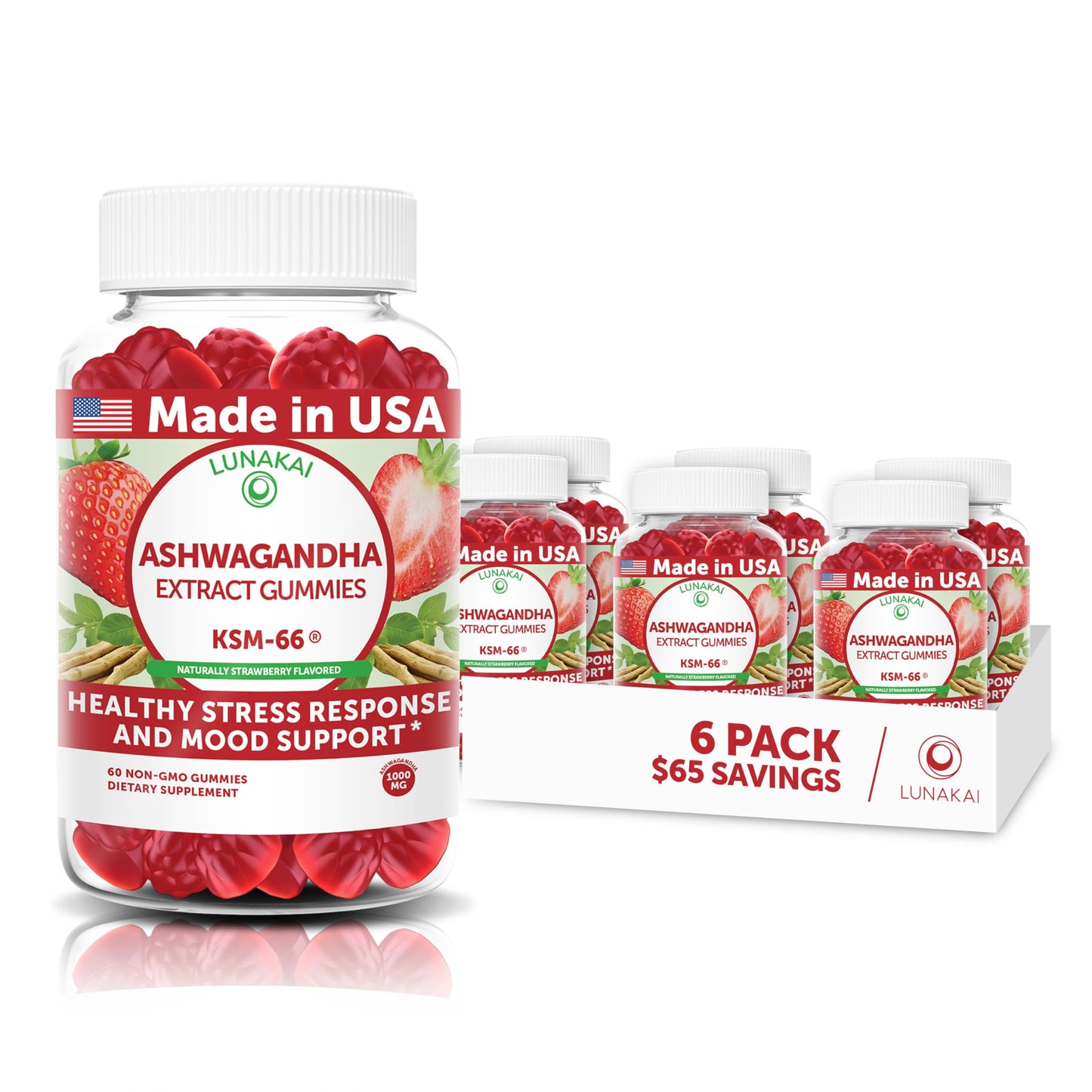 Lunakai KSM-66 Ashwagandha Gummies, 60 Count