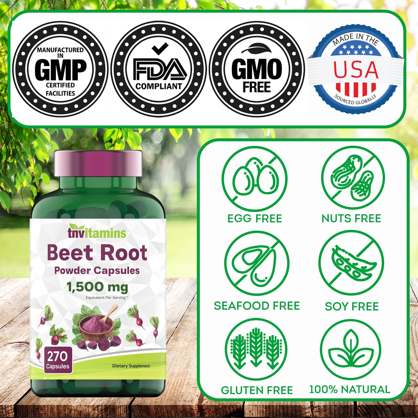 tnvitamins Beet Root Capsules 100 Count