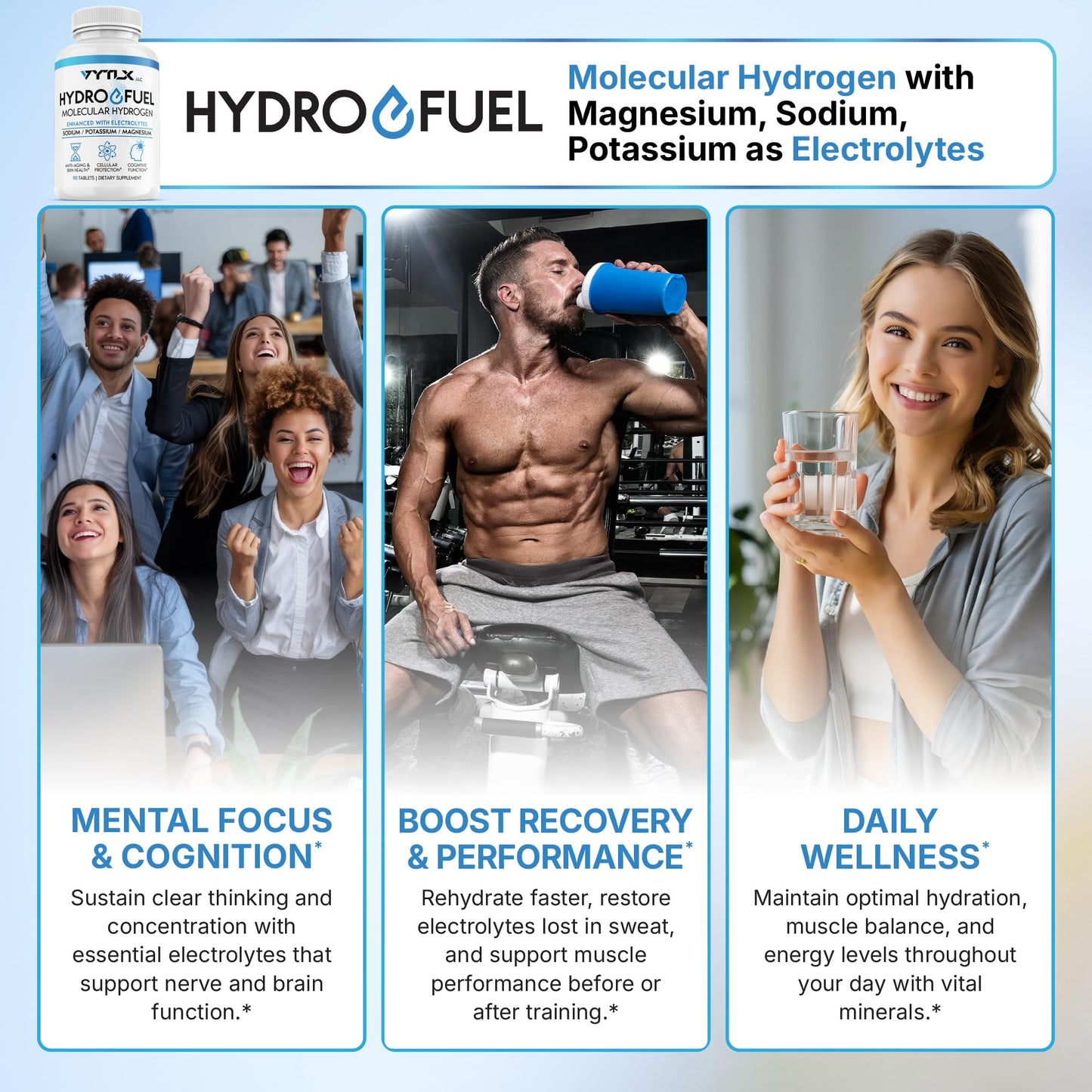 Hydro-Fuel Hydrogen Water Tablets with Electrolytes, 90 Count