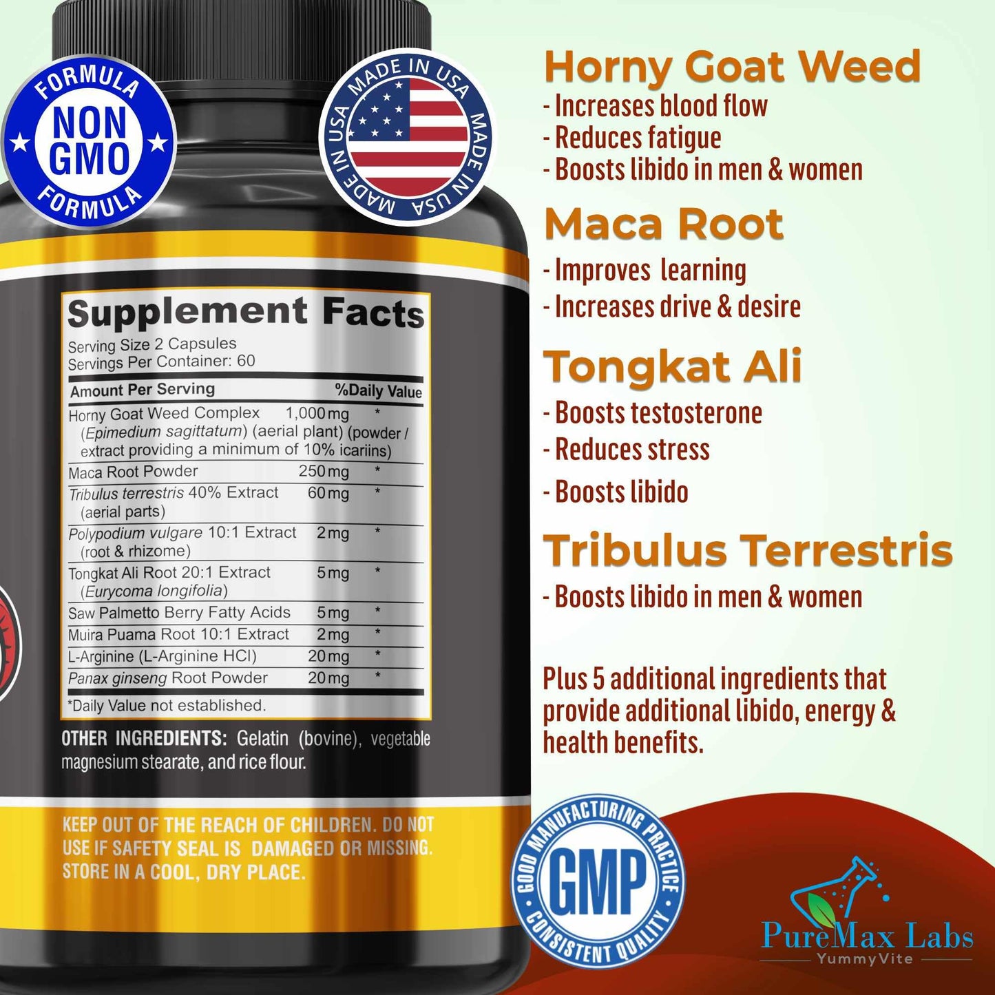 YUMMYVITE Horny Goat Weed Extra Strength Blend 120 Capsules