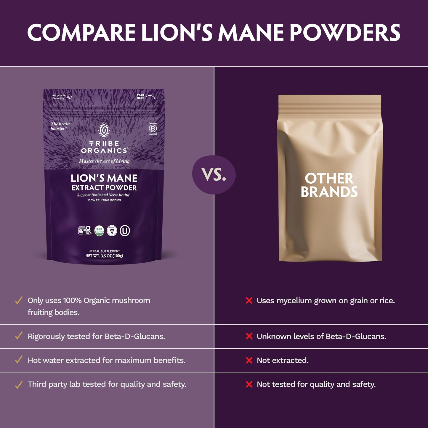TRIBE ORGANICS Lion’s Mane Powder 3.5 oz