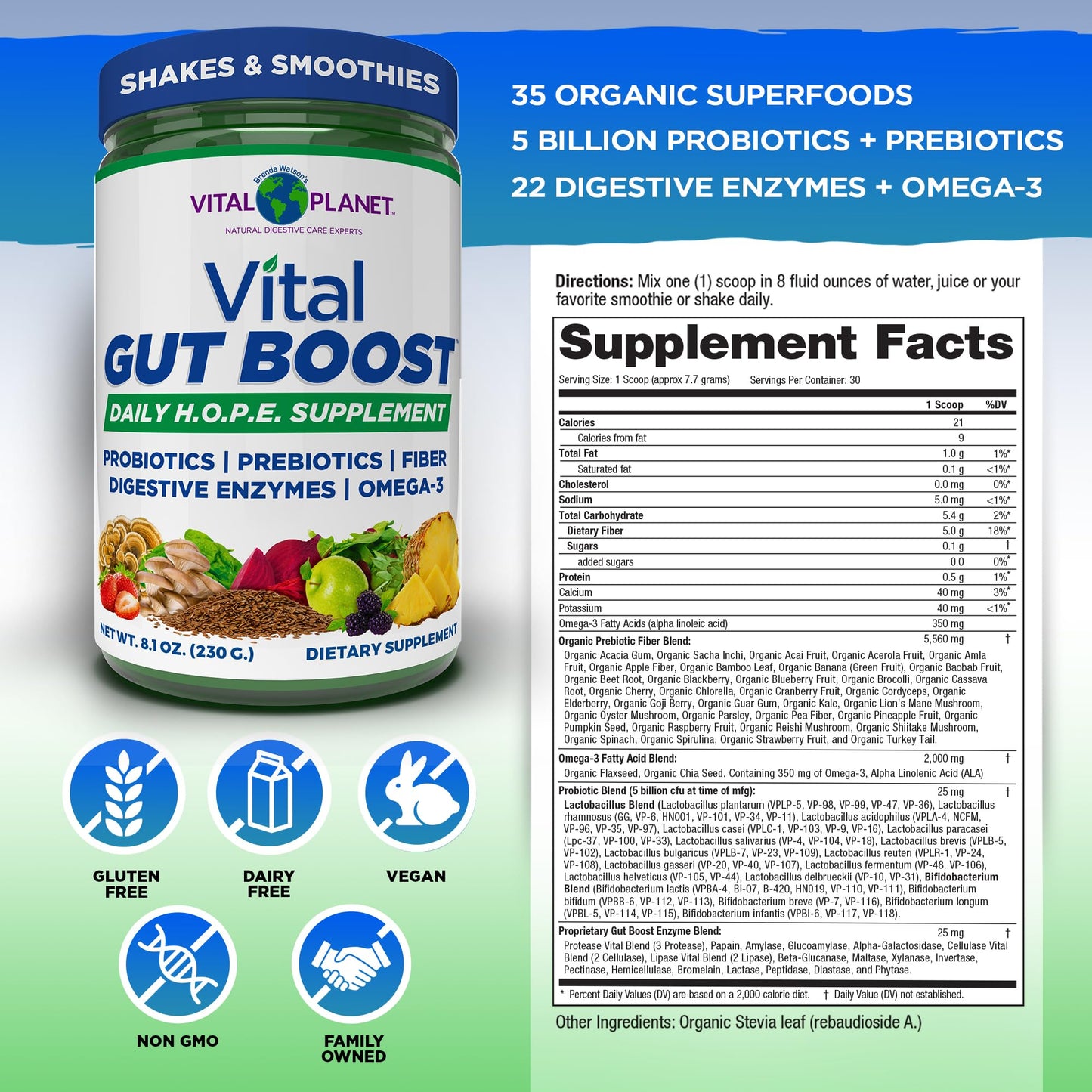 Vital Planet Vital Gut Boost Powder, 8.1 oz
