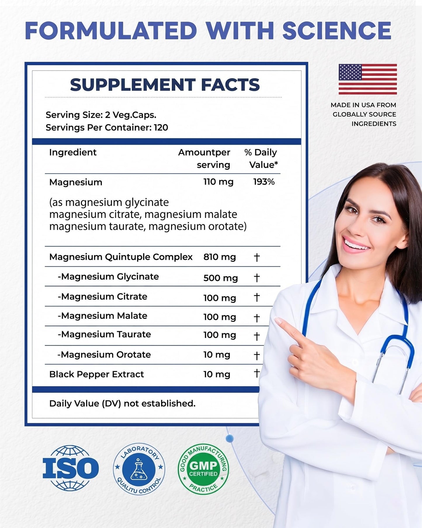 FreeCare Magnesium Complex Veggie Capsules, 820mg, 240 Capsules
