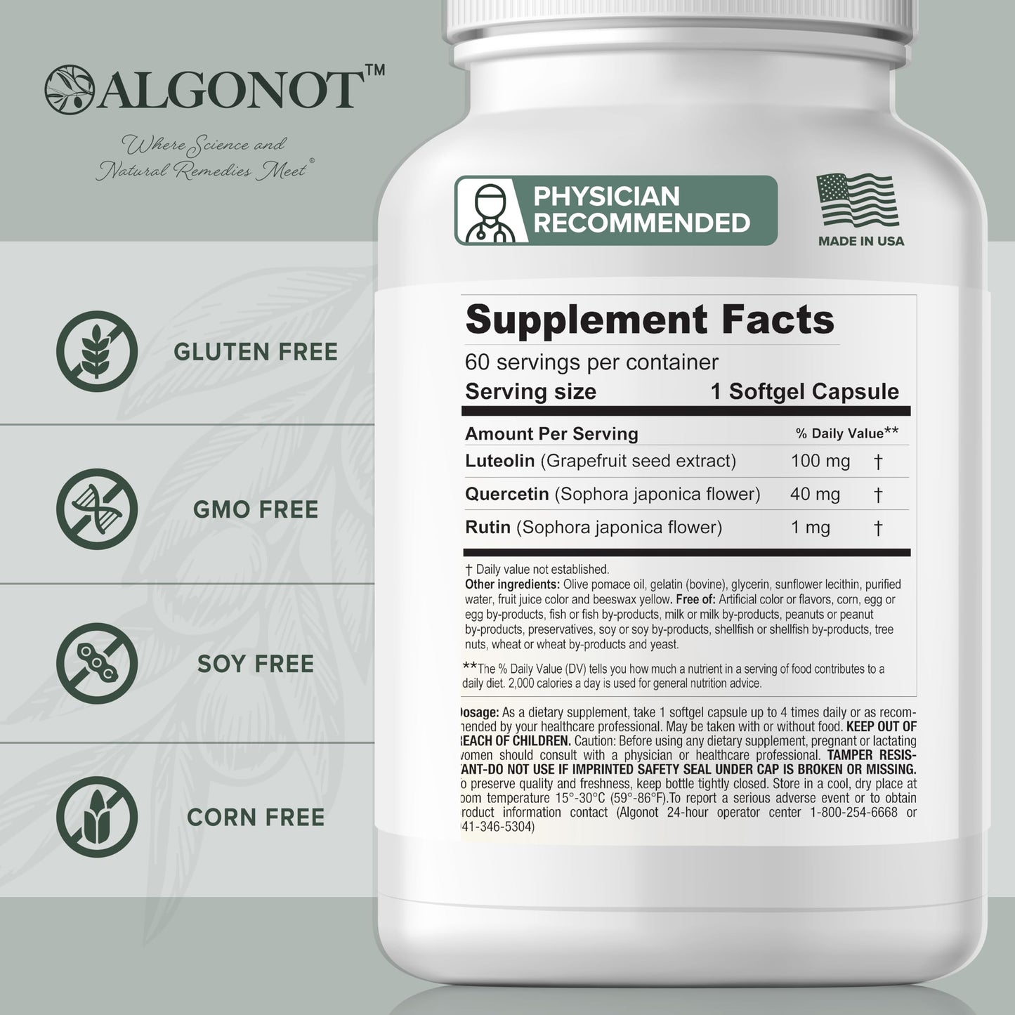 Algonot NeuroProtek Low Phenol 60 Softgels