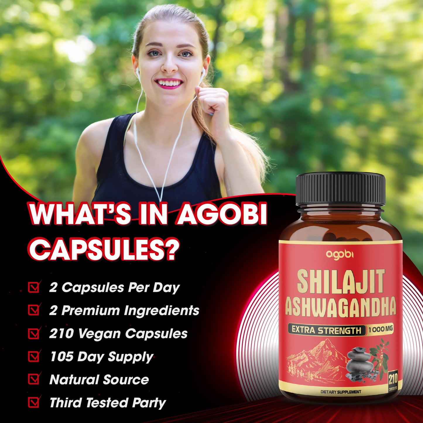 agobi Shilajit & Organic Ashwagandha Capsule 210 Capsules