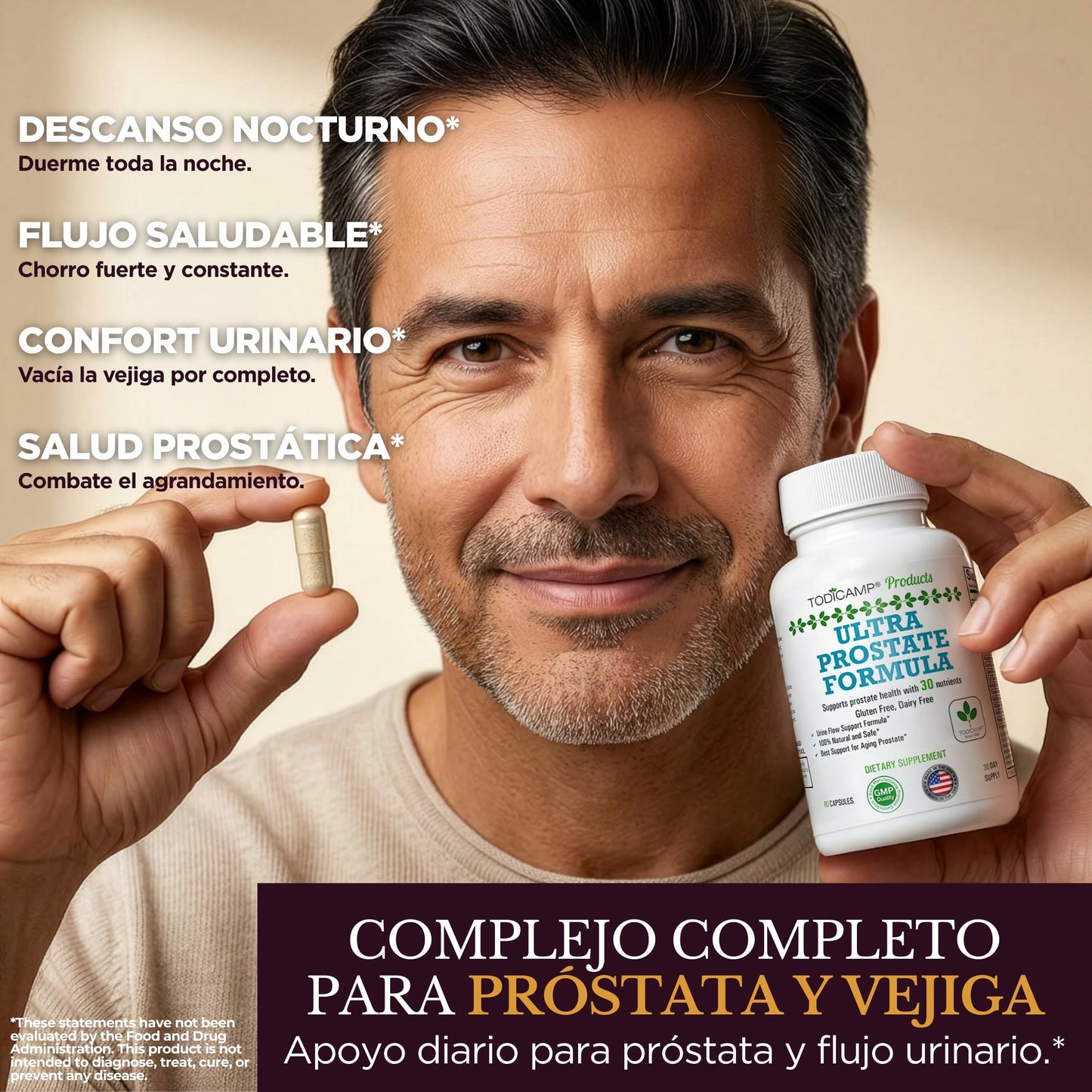 TODICAMP Prostate Support Supplement Formula with Saw Palmetto Extract and Bladder Control Complex Capsules 60 Count