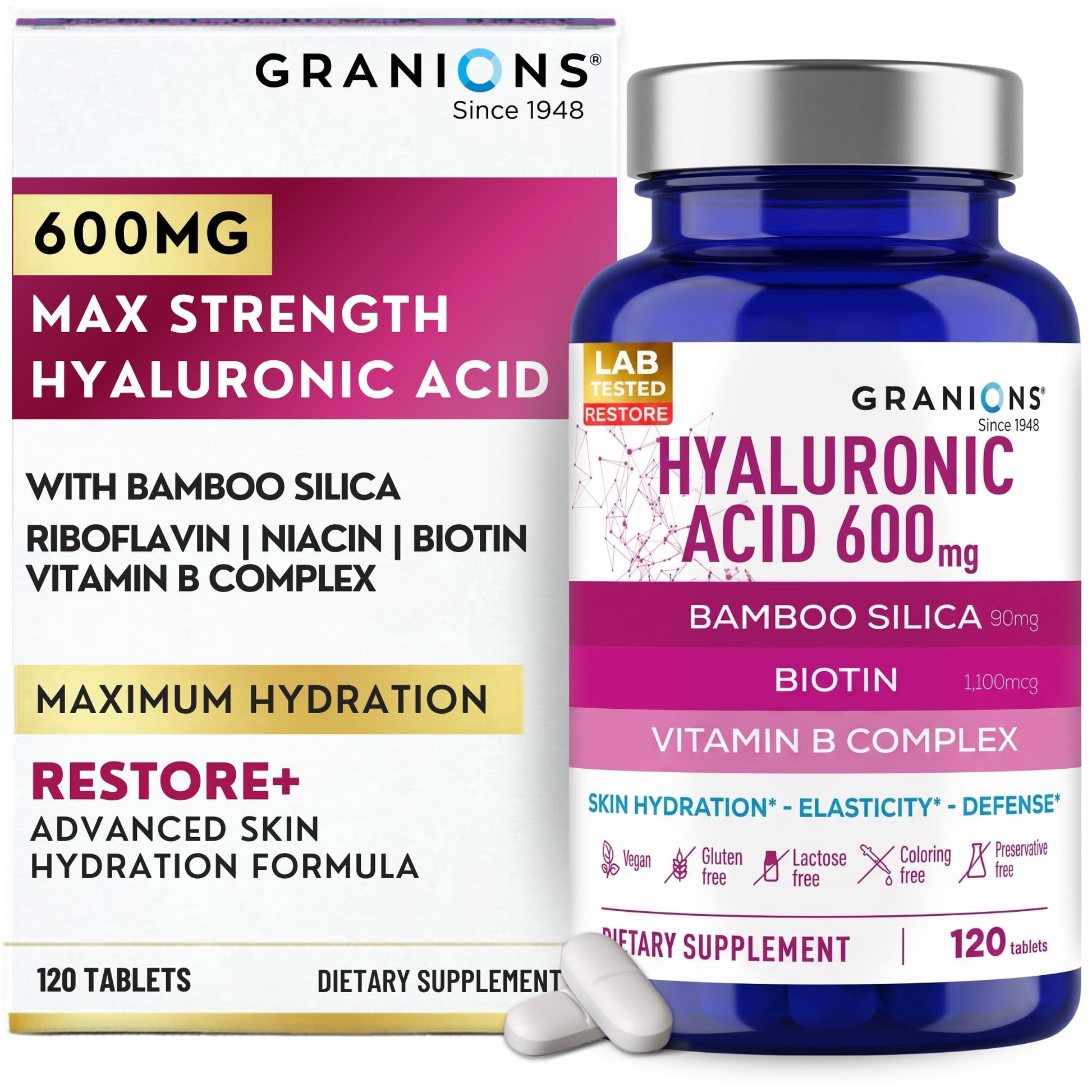 Granions Hyaluronic Acid Supplement 600mg Tablet 120 Tablets