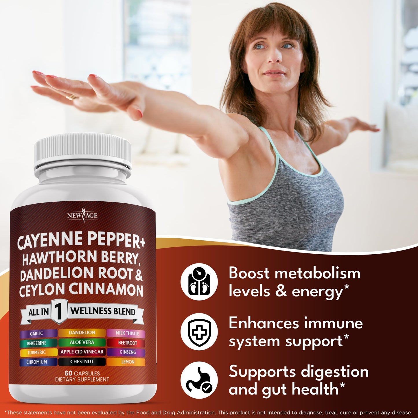 NEW AGE Cayenne Pepper Capsules, 180 Count