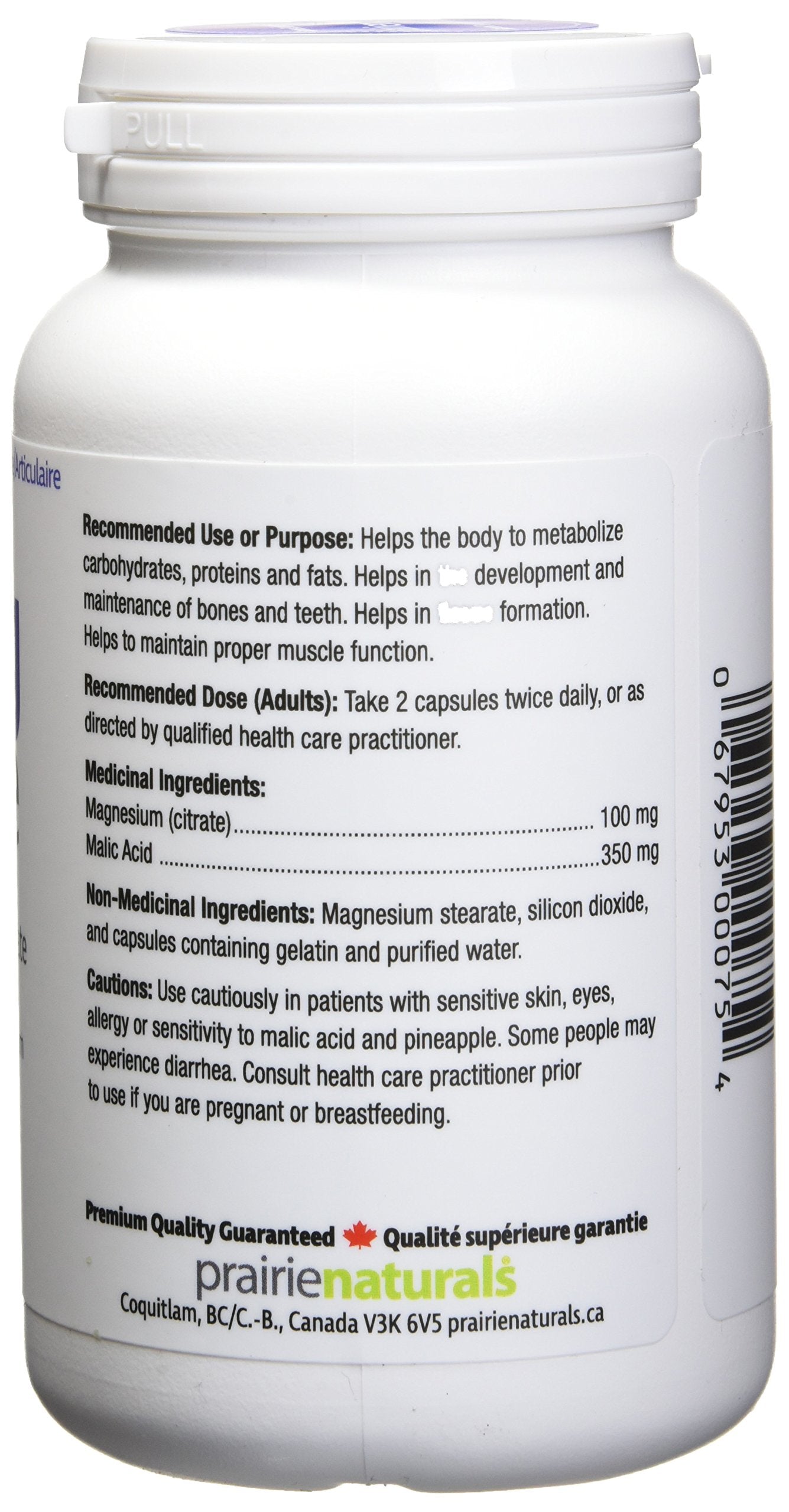 Prairie Naturals Mag Force Magnesium & Malic Acid Capsules 90 Count
