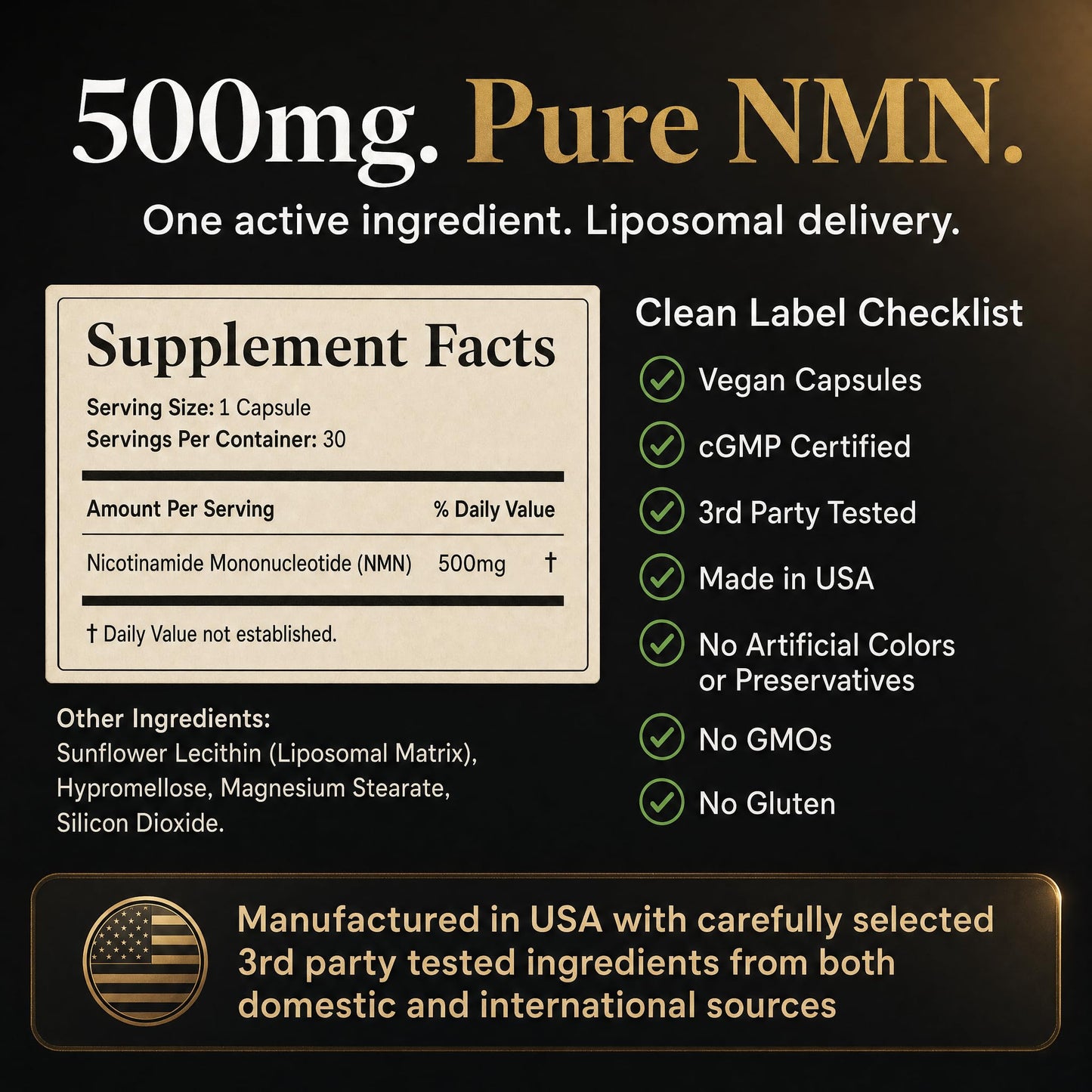 ZYVA Scientific Liposomal NMN Supplement 500mg Capsule, 30 Count