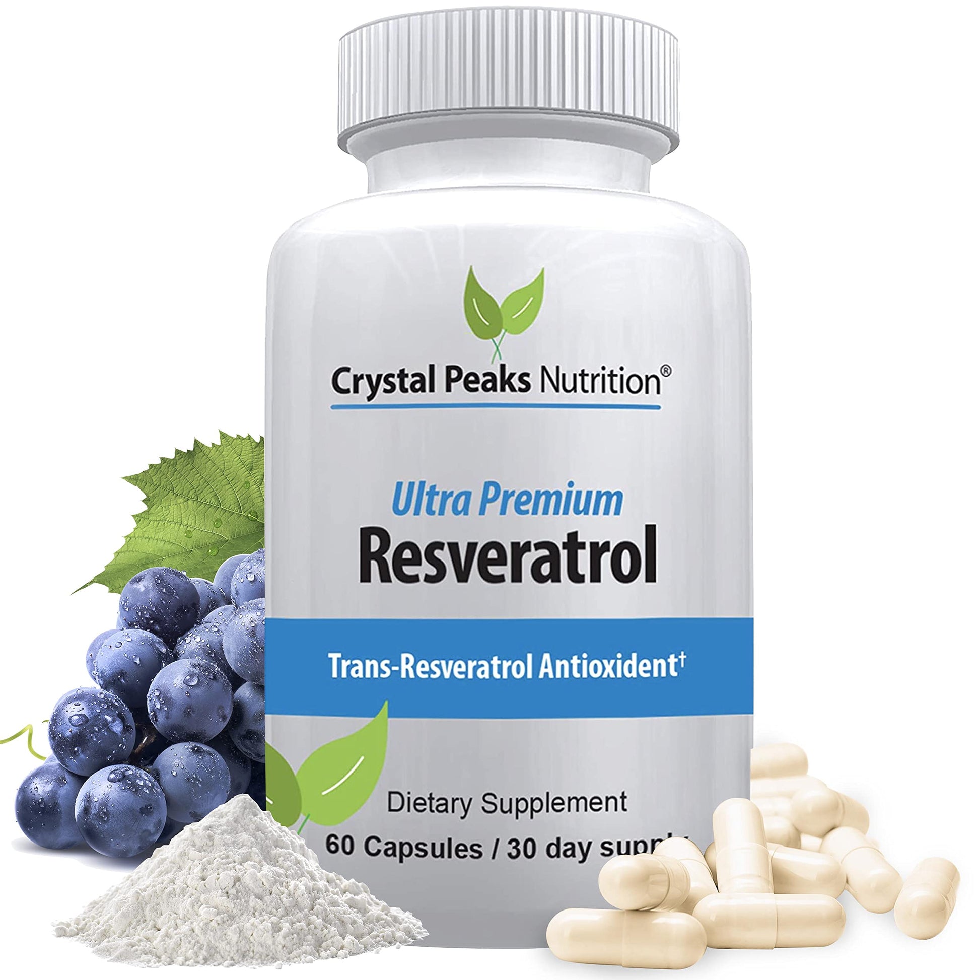 Crystal Peaks Nutrition Resveratrol Supplement Trans-Resveratrol Capsule 60 Count