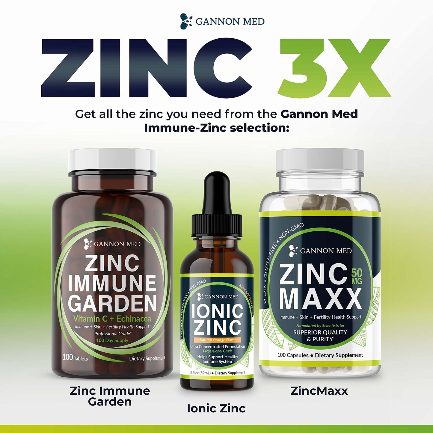 GANNON MED Zinc Chelate Immune Booster Tablets, 100 Count