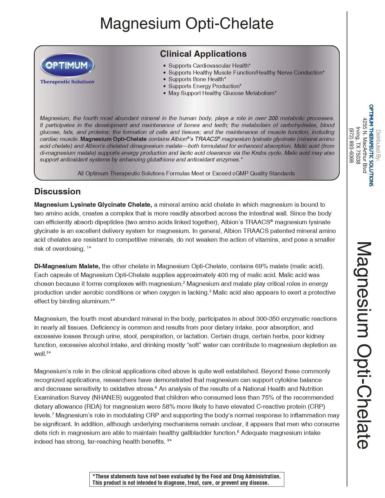 Optimum Therapeutic Solutions Magnesium Opti-Chelate - Enhanced Absorption Capsules 120