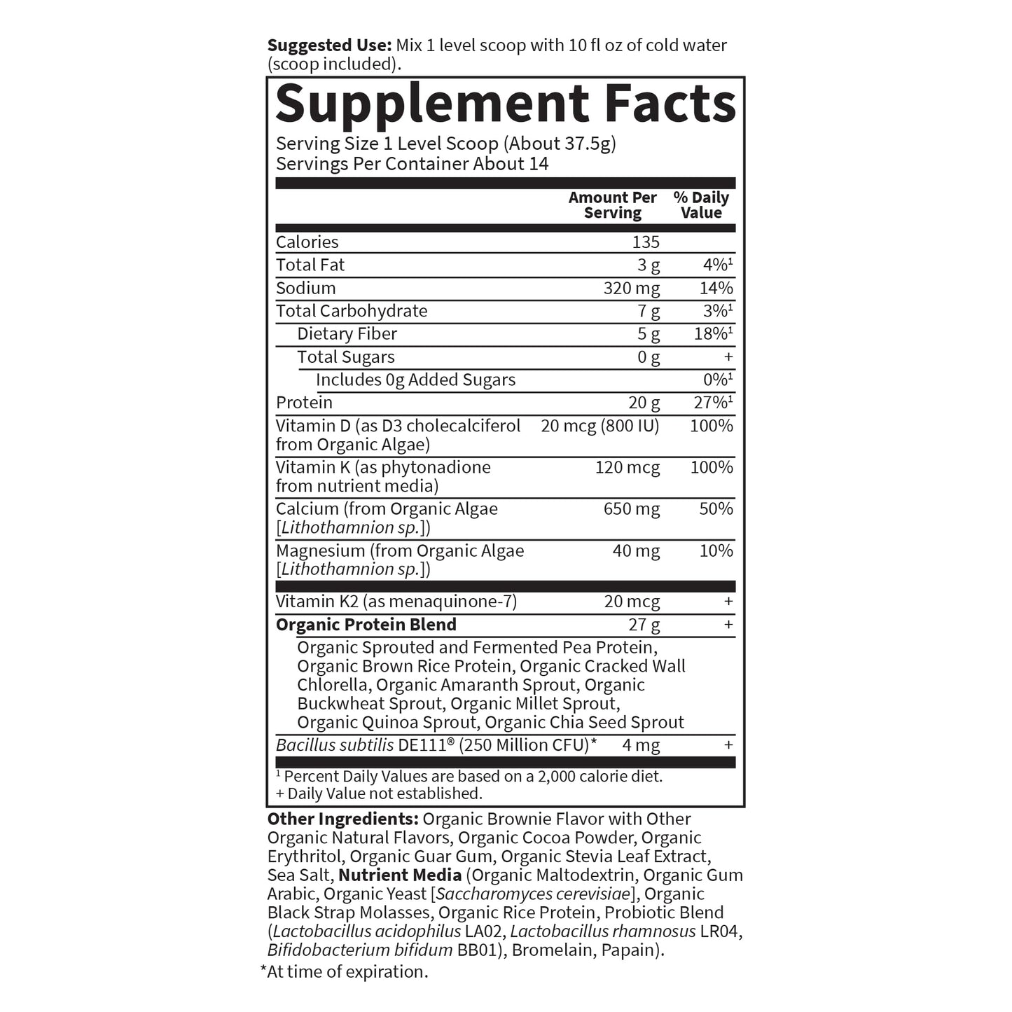 Garden of Life Organic Vegan Protein Powder Brownie Bites Flavor, 14 Servings, 1.16 lb