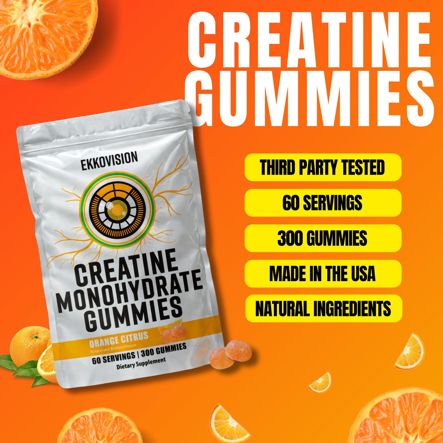 Ekkovision Creatine Monohydrate Gummies, 60 Count