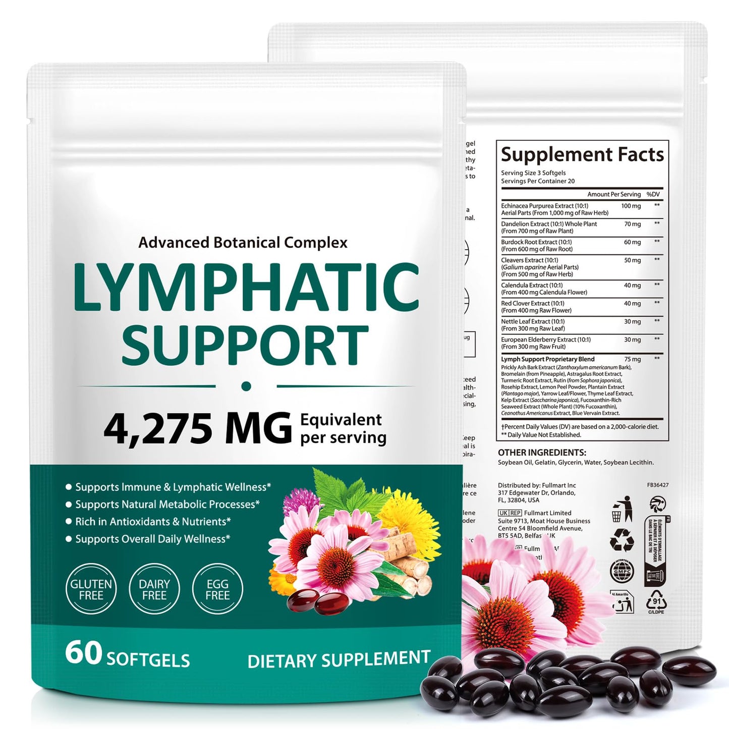 O.SECERT Lymphatic Support Supplement 240 Softgels