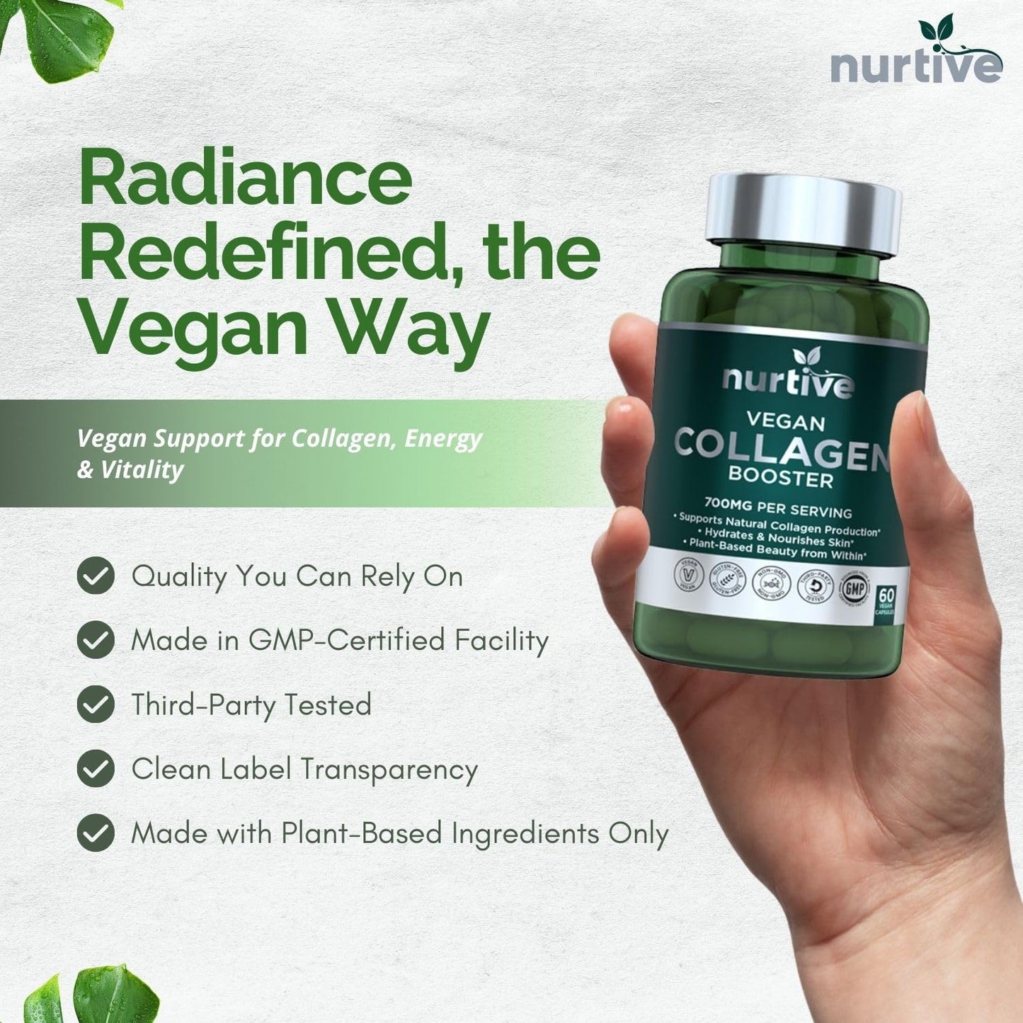 NURTIVE Plant-Based Collagen Booster Capsule, 60 Count