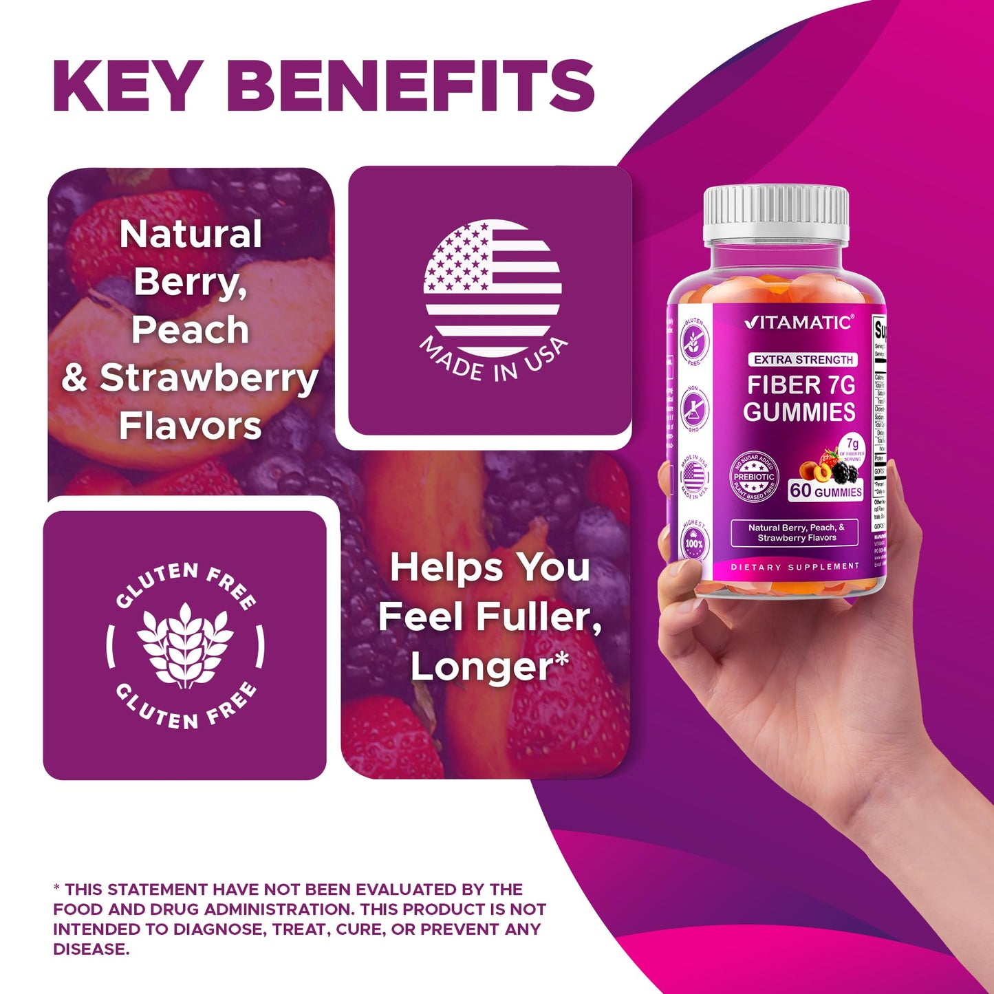 Vitamatic Prebiotic Fiber Gummies 120 Count