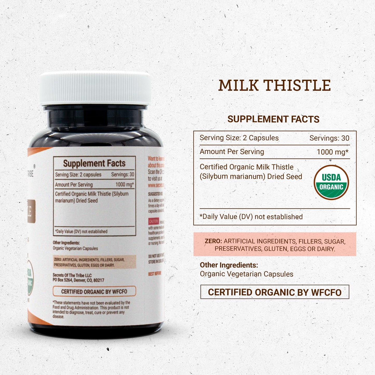 Secrets of the Tribe Milk Thistle Capsules, 60 Count