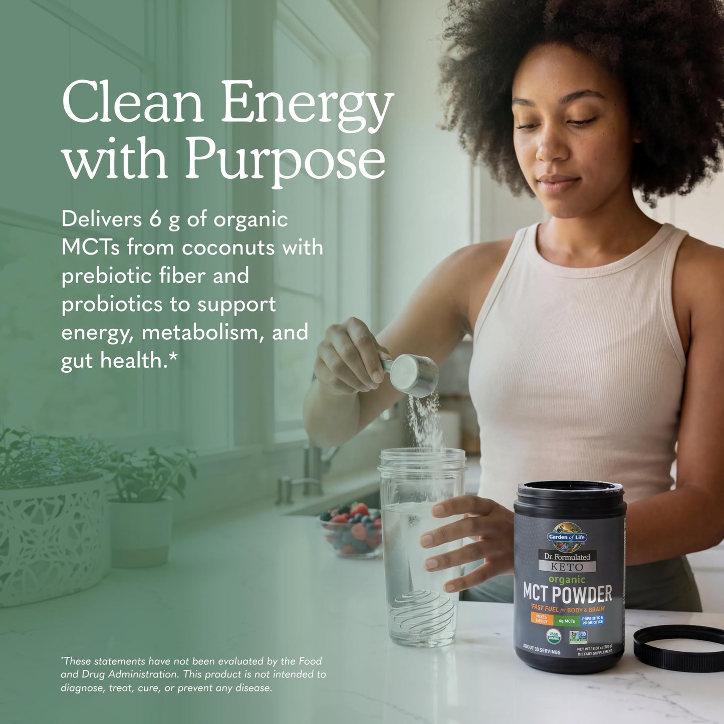 Garden of Life Dr. Formulated Organic MCT Powder with MCTs from Coconuts, Prebiotic Fiber & Probiotics, 10.58 Ounce