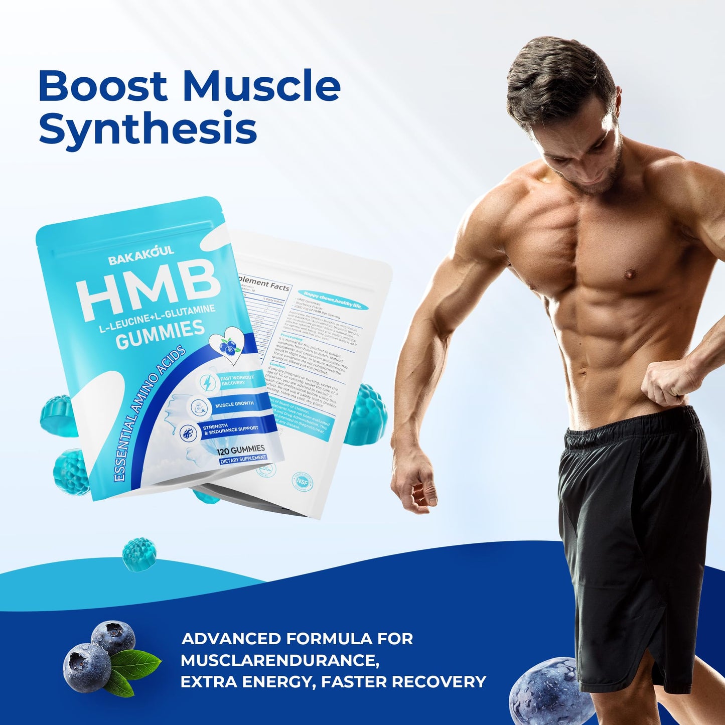 BAKAKOUL HMB and L-Leucine Gummies 600 Count
