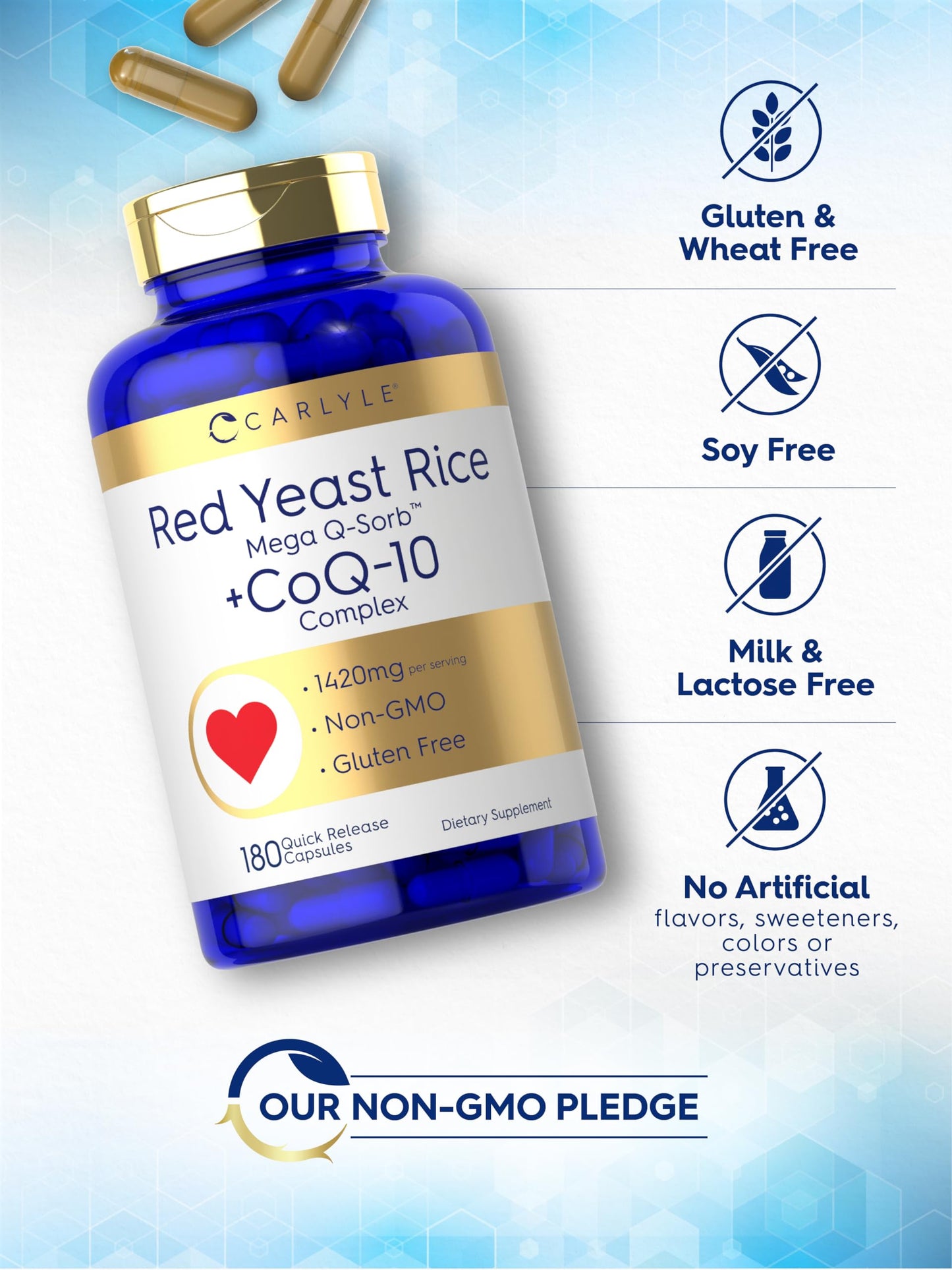 Carlyle Red Yeast Rice with CoQ10 Complex Capsules, 180 Capsules