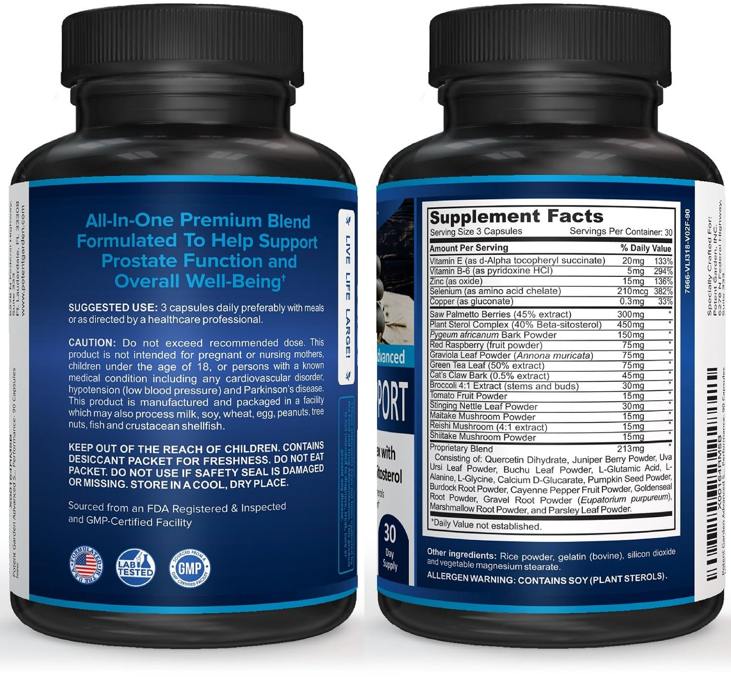 Potent Garden Prostate Support Supplement for Men with Beta Sitosterol & Saw Palmetto 90 Capsules