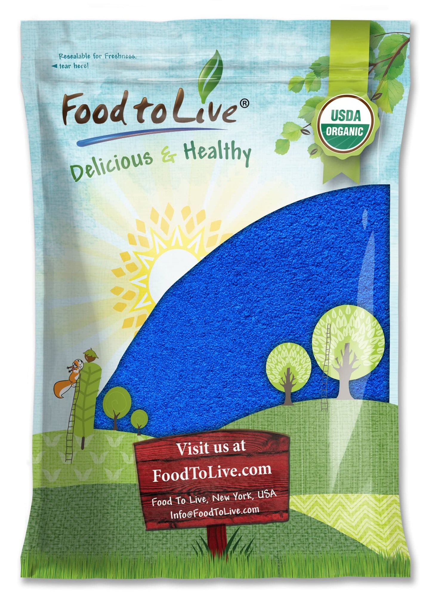 Food to Live Organic Blue Spirulina Powder 128 Ounces