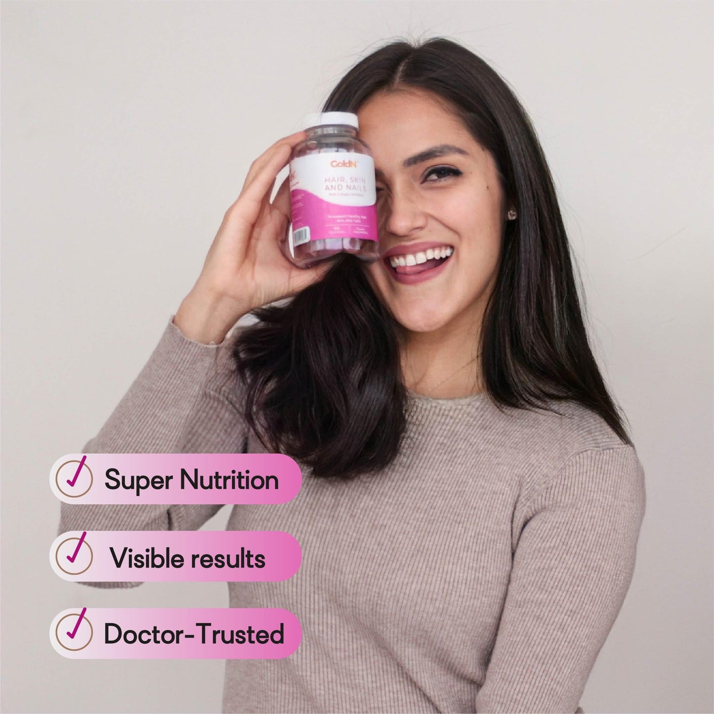 GOLDN Hair, Skin & Nails Premium Gummies with Collagen Chewable 60 Gummies