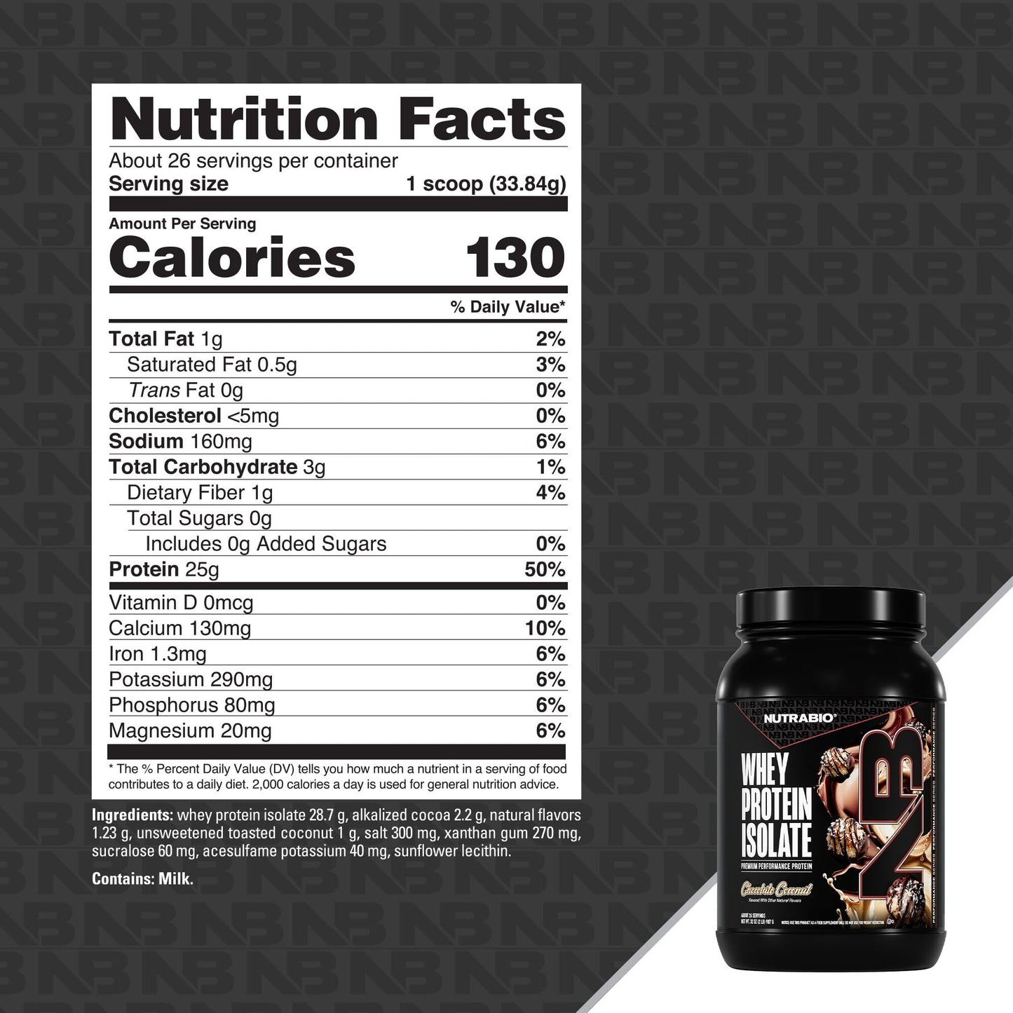 NutraBio 100% Whey Protein Isolate Protein Powder, 32