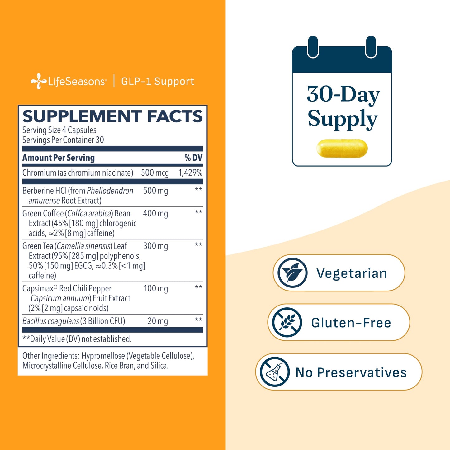 LifeSeasons GLP-1 Support Supplement 120 Capsules
